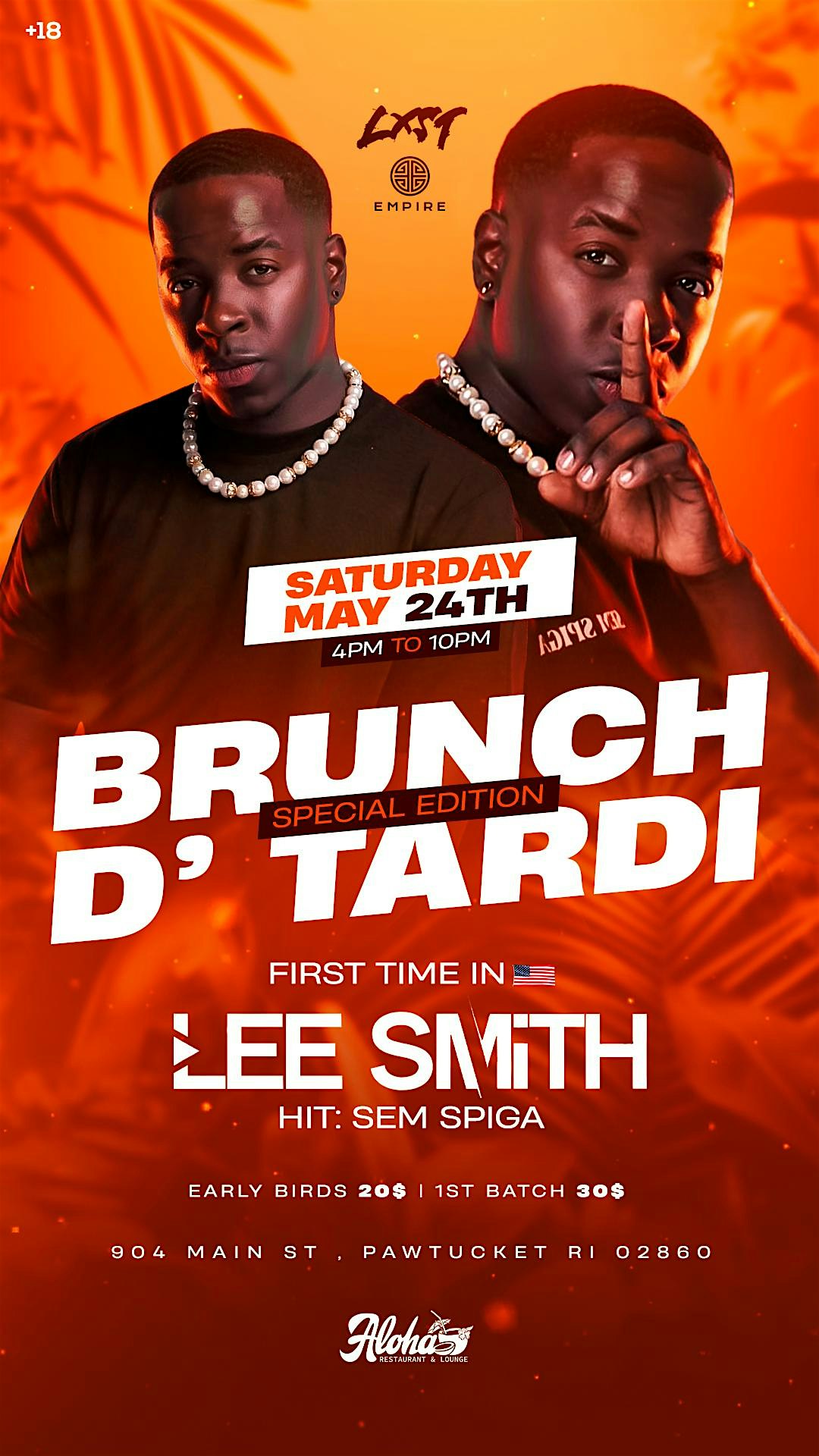 BRUNCH D’ TARDI at 904 Main St – Pawtucket, RI