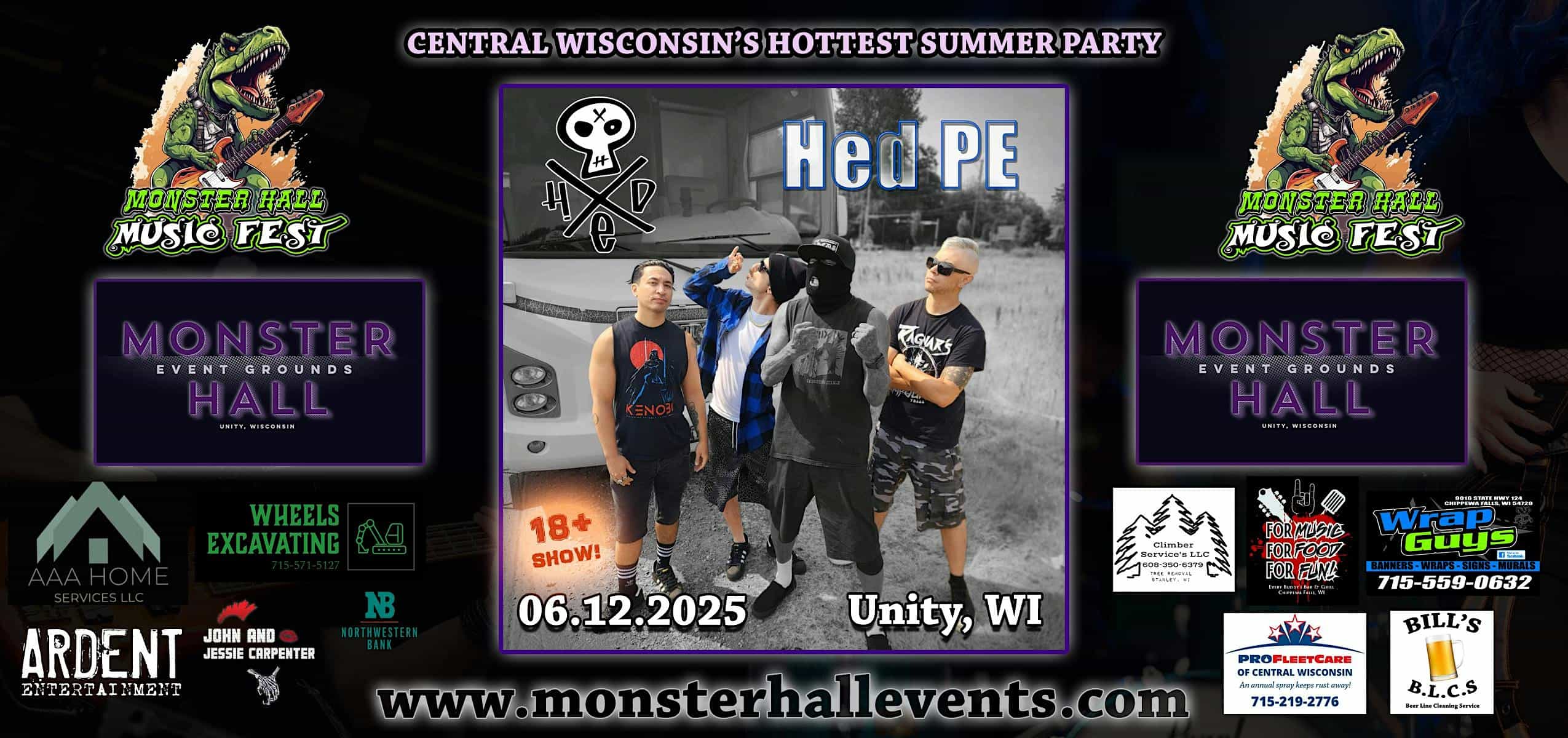Hed PE at Monster Hall Music Fest Thursday, June 12th, 2025! 18+ Event! at Monster Hall Events – Unity, WI
