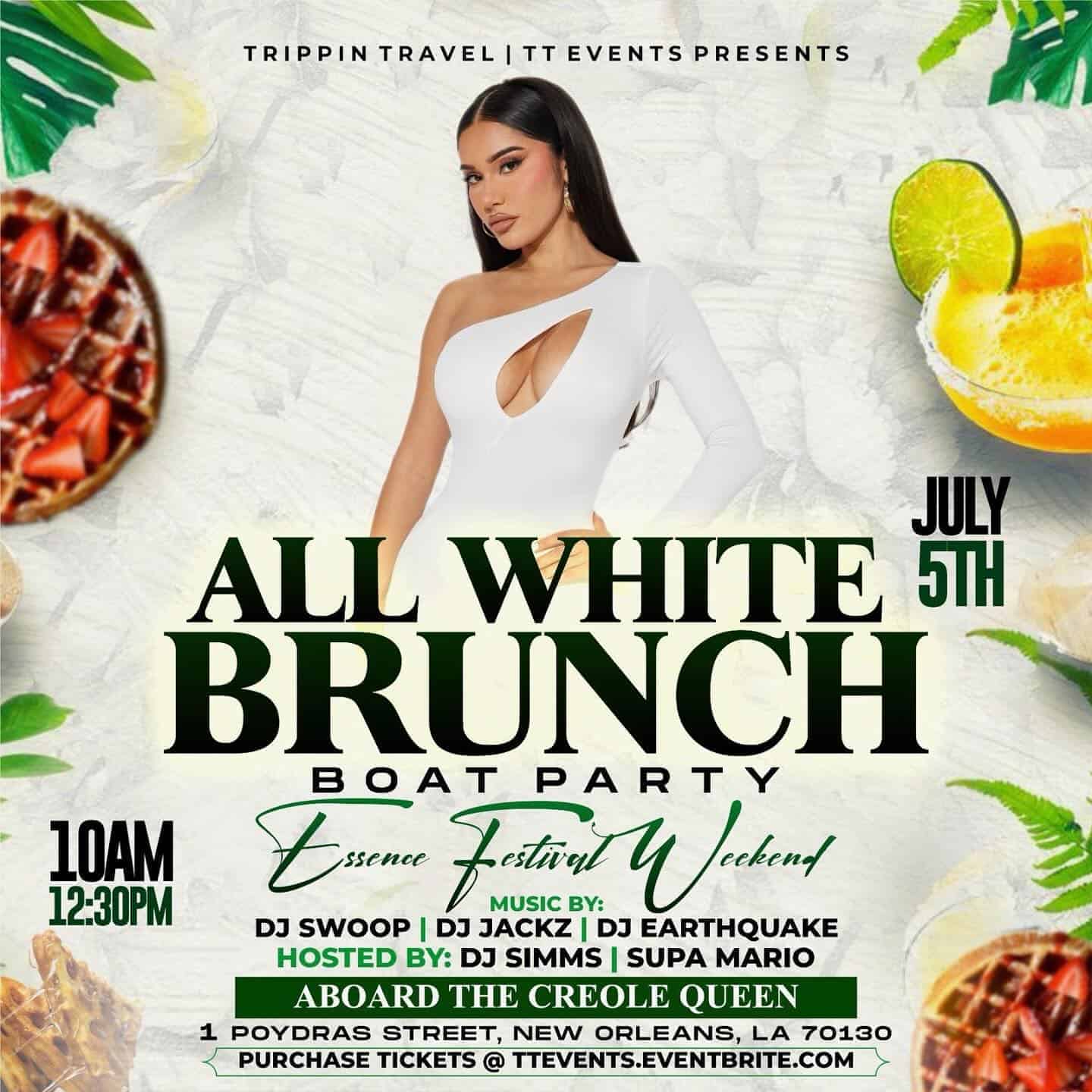 All White ‘RHYTHM & BRUNCH’ BOAT PARTY ESSENCE FEST WEEKEND 2025 at 1 Poydras St – New Orleans, LA