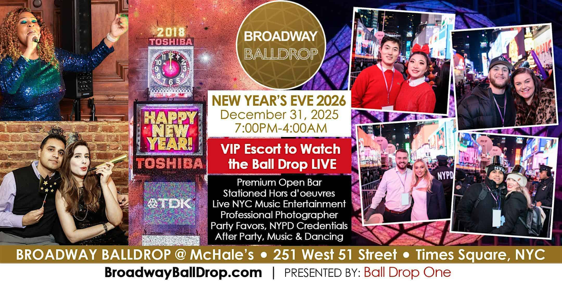 McHale’s New Year’s Eve 2026 – VIP Escort to LIVE Ball Drop View – Dec 31 at McHale’s Times Square | DIRECT VIEWS OF THE BALL DROP – New York, NY