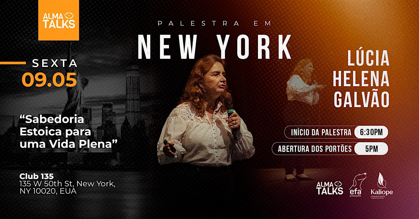 Lúcia Helena Galvão em New York – Palestra “Sabedoria Estoica” at 135 W 50th St – New York, NY