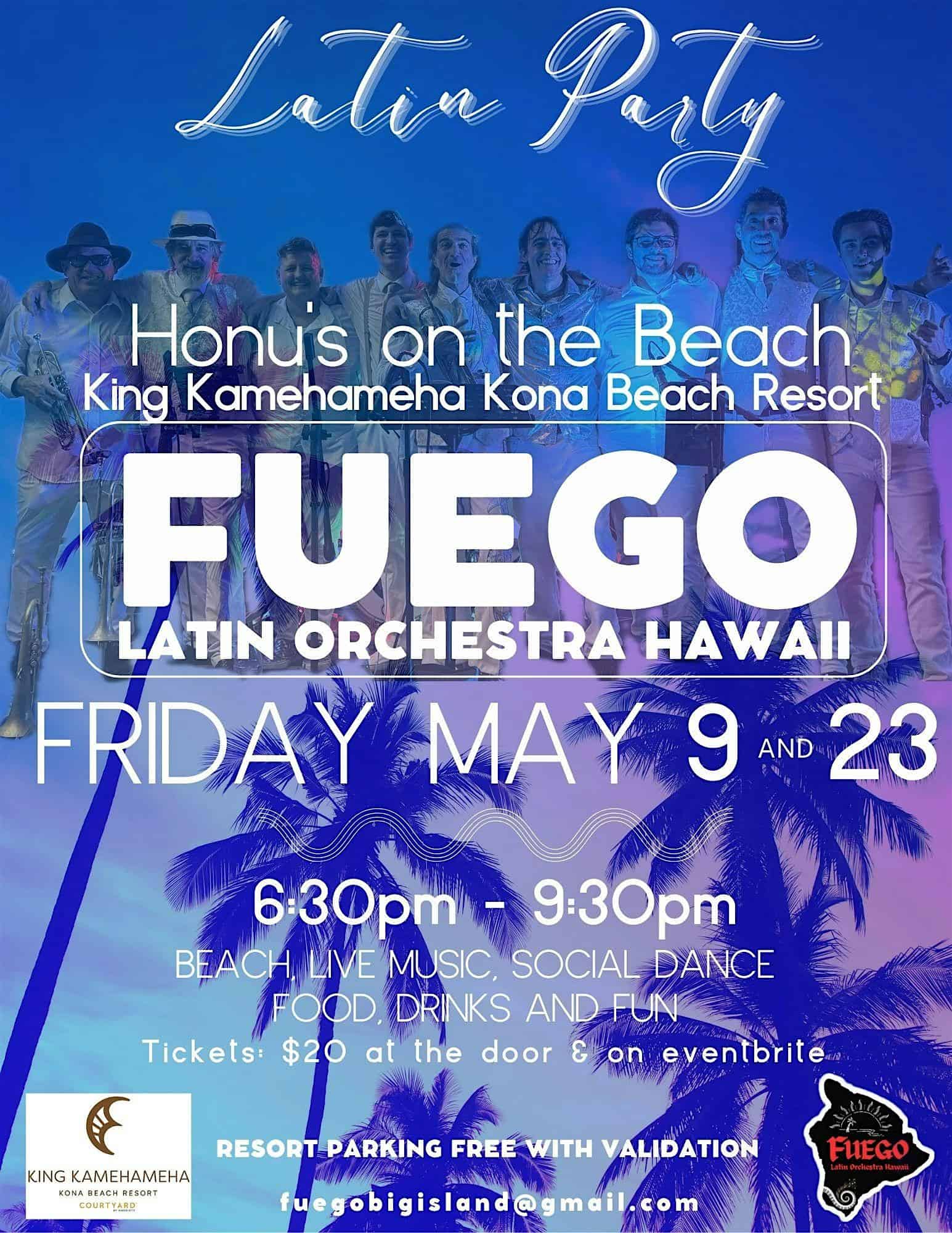 Fuego Latin Orchestra Hawaii at Honu’s on the Beach, Palani Road, Kailua, Hawái, EE. UU. – Kailua-Kona, HI