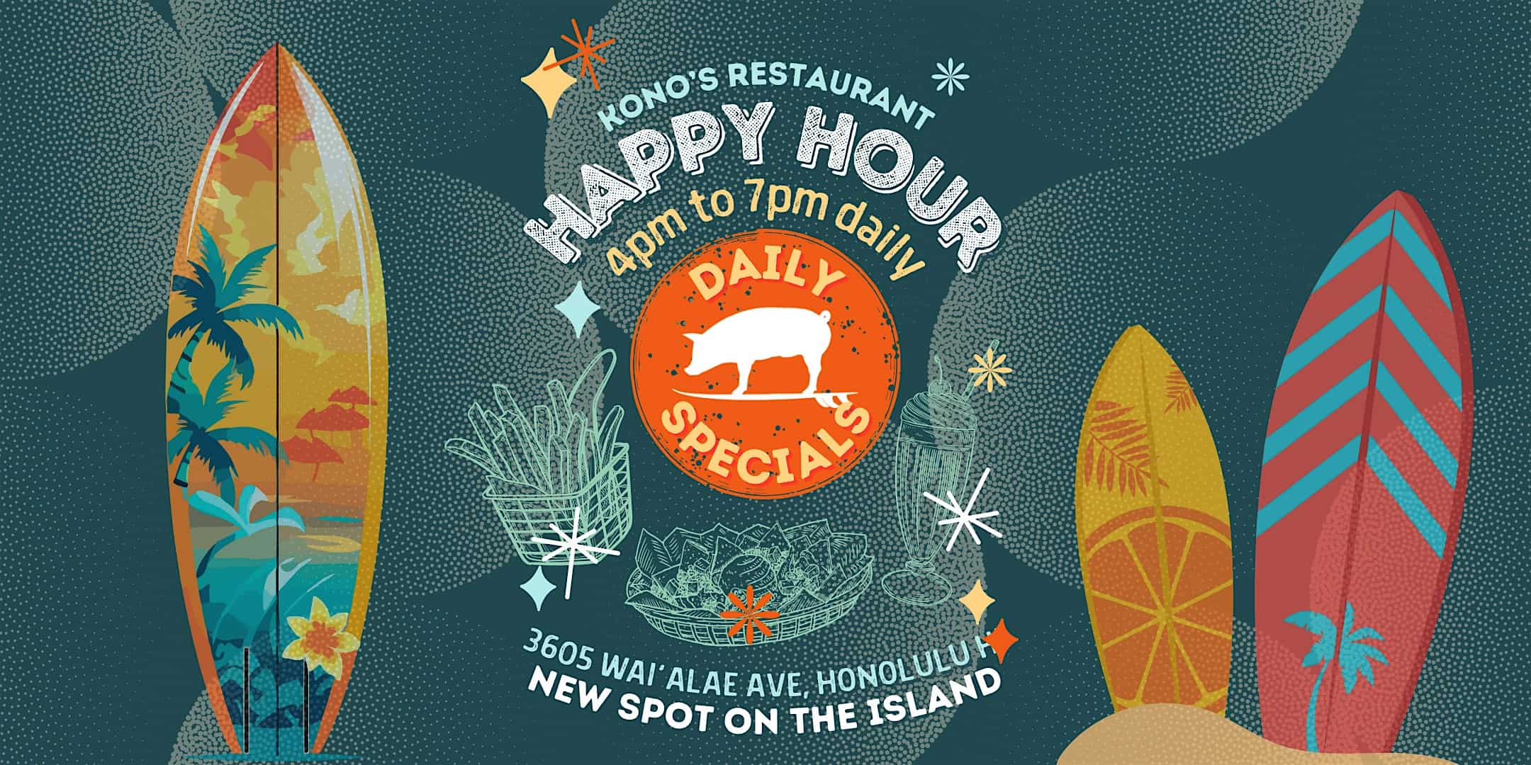 Happy Hour at the ALL NEW Kono’s Restaurant at 3605 Waialae Ave – Honolulu, HI
