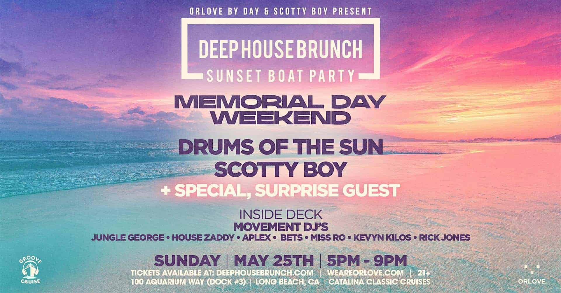 Deep House Brunch BOAT PARTY [Memorial Day Sunday] at Catalina Classic Cruises – Long Beach, CA
