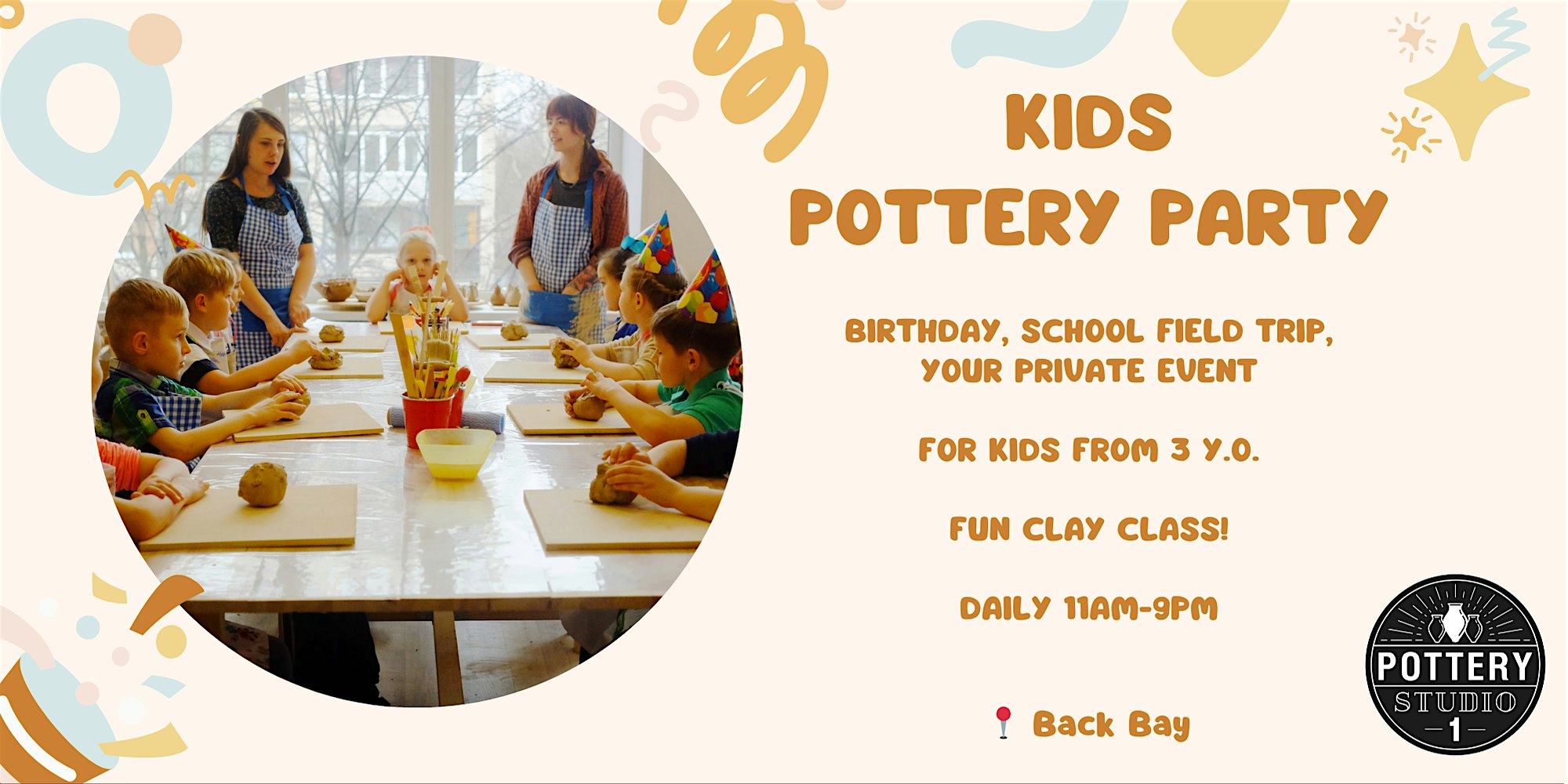 Kids’ Pottery Party at 279 Newbury St – Boston, MA