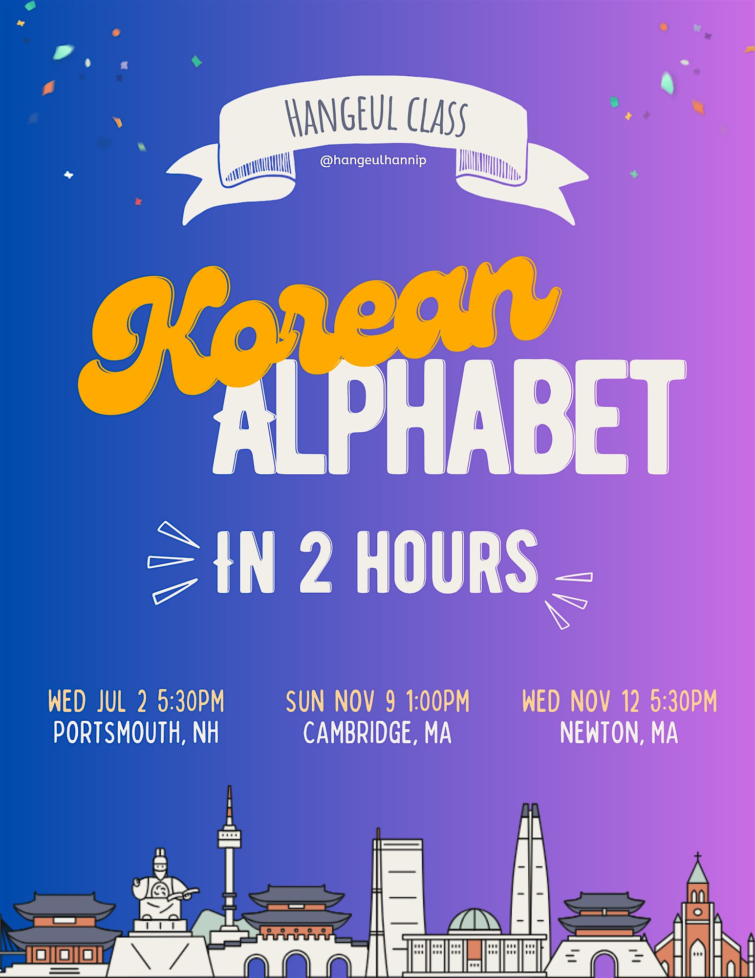Hangeul, The Korean Alphabet in 2 Hours at Community Campus – Portsmouth, NH