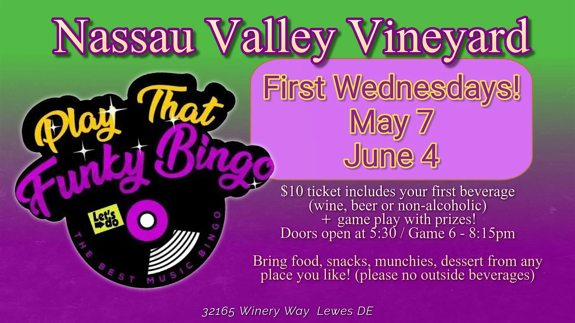 Play That Funky Music Bingo at Nassau Valley Vineyards at Nassau Valley Vineyards-Winery – Lewes, DE
