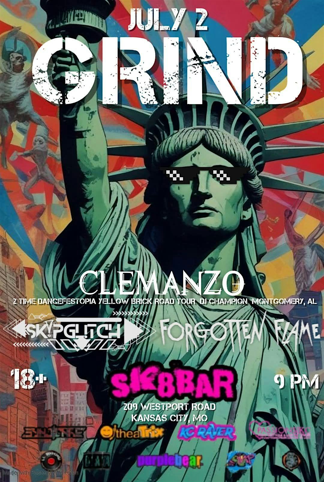 GRIND at Sk8bar w/ Clemanzo – Skip Glitch – Forgotten Flame at Sk8bar – Kansas City, MO