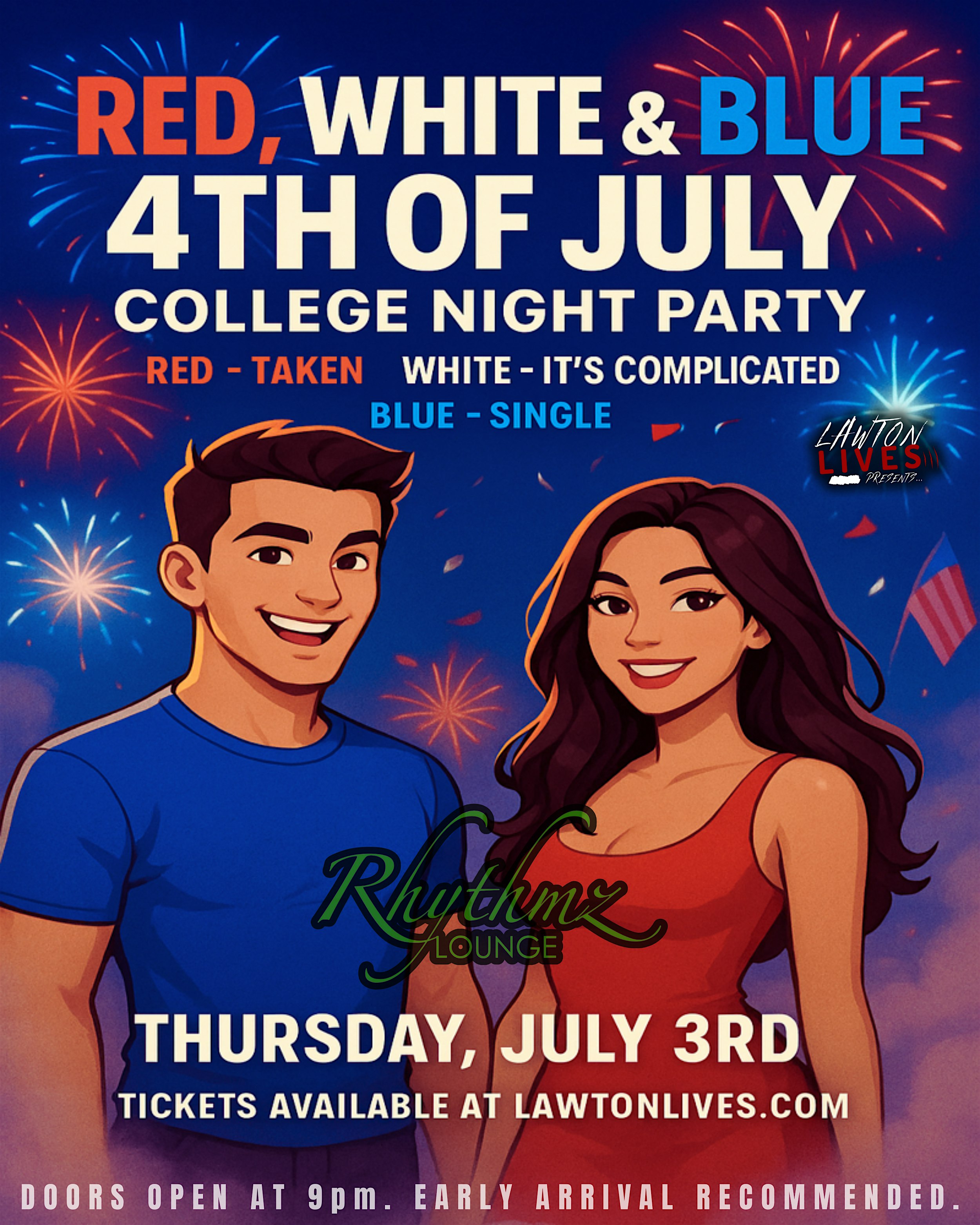 Red, White & Blue 4th of July College Night Party at Rhythmz Lounge – Omaha, NE