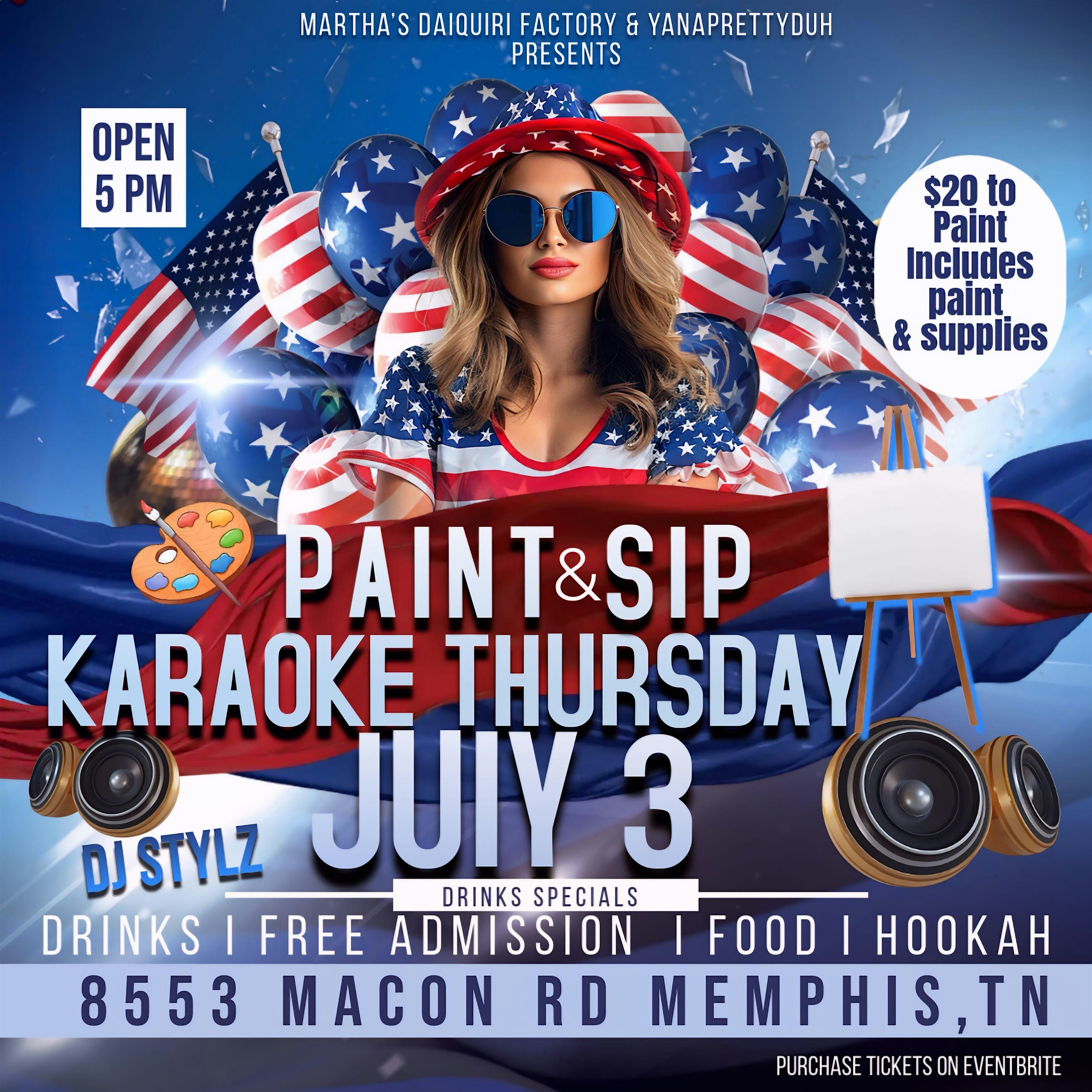 Paint & Sip Karaoke Thursday at Martha’s Daiquiri Factory – Memphis, TN