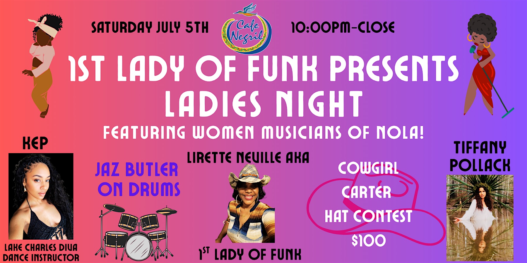 1st Lady of Funk Presents: Ladies Night for Essence Weekend – LIVE MUSIC at Cafe Negril – New Orleans, LA