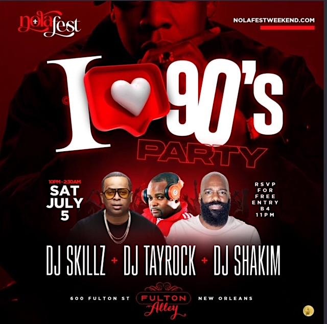 I Love the 90’s Hip Hop & RnB Party @Fulton Alley French Quarter at Fulton Alley – New Orleans, LA