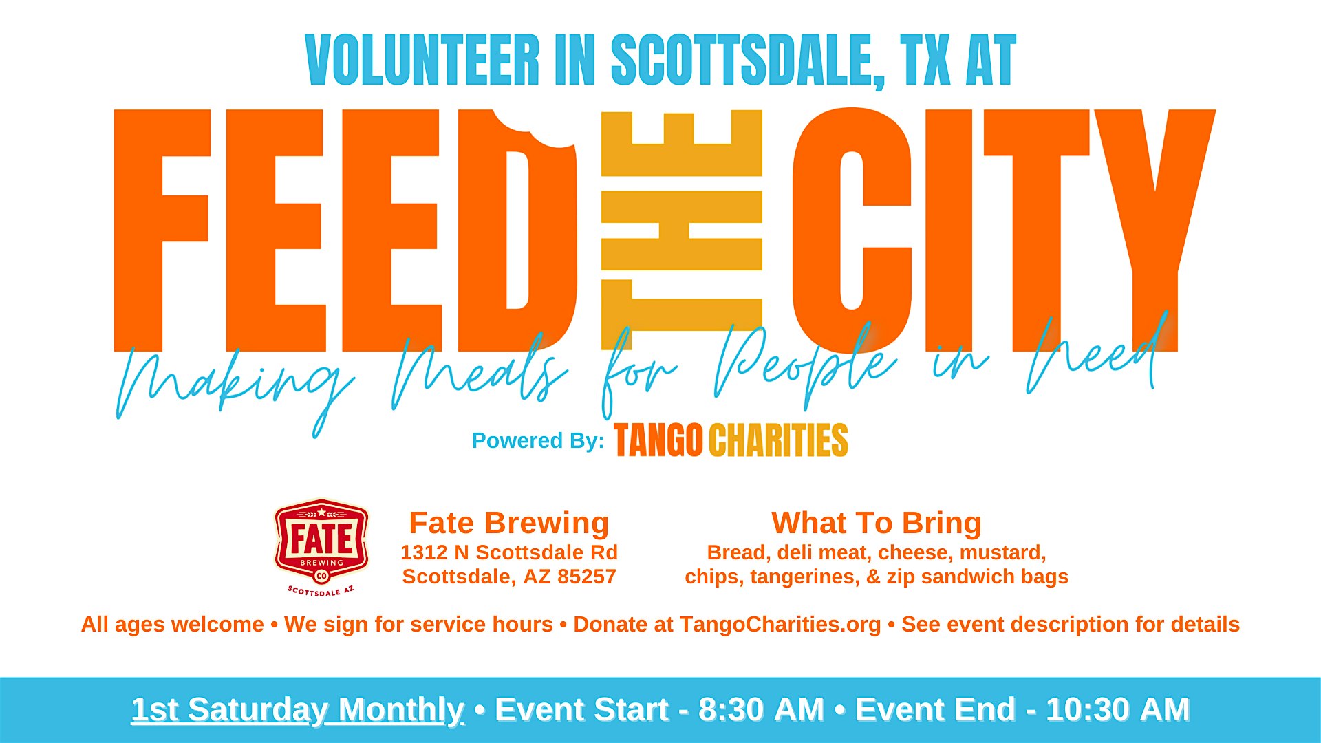 Feed The City Scottsdale: Making Meals for People In Need at Fate Brewing Company – Scottsdale – Scottsdale, AZ