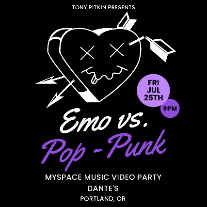 Purchase EMO VS. POP-PUNK: Myspace Music Video Party Tickets: Don't miss this upcoming event in Portland