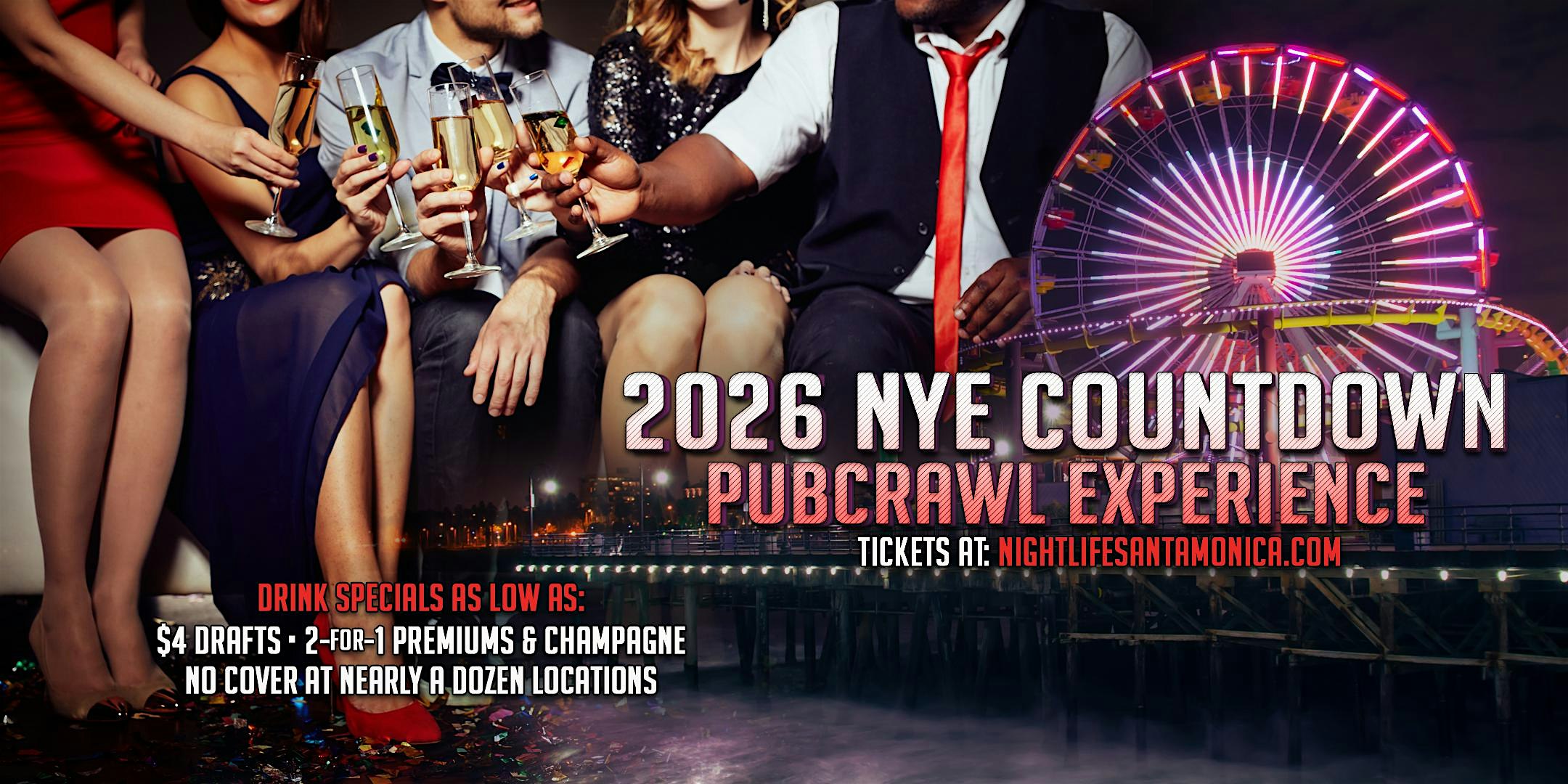 Santa Monica New Years Eve Pub Crawl Party 2026 at Jamesons Pub – Santa Monica – Santa Monica, CA