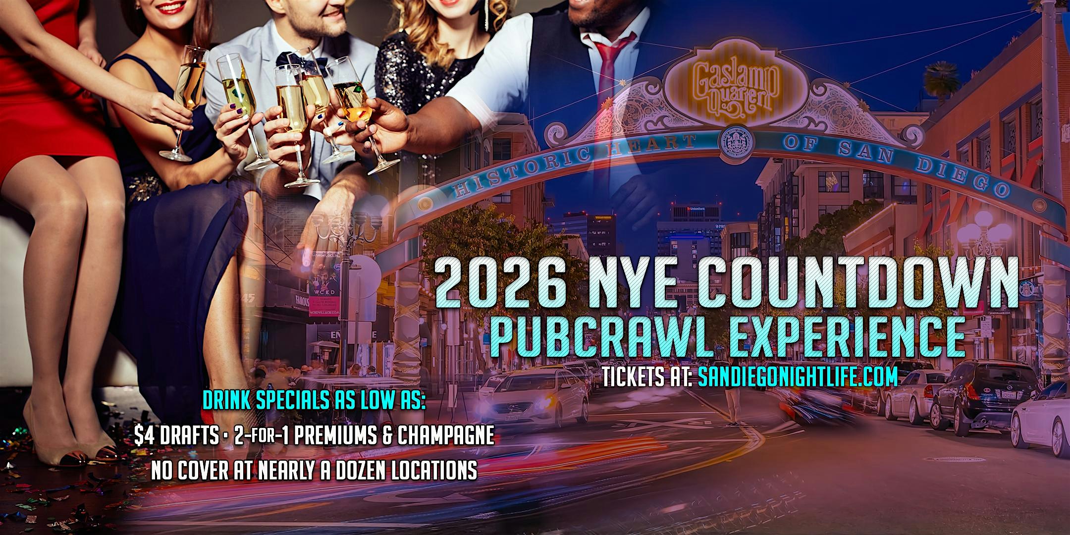 San Diego New Years Eve Pub Crawl Party 2026 at Taste & Thirst – San Diego, CA