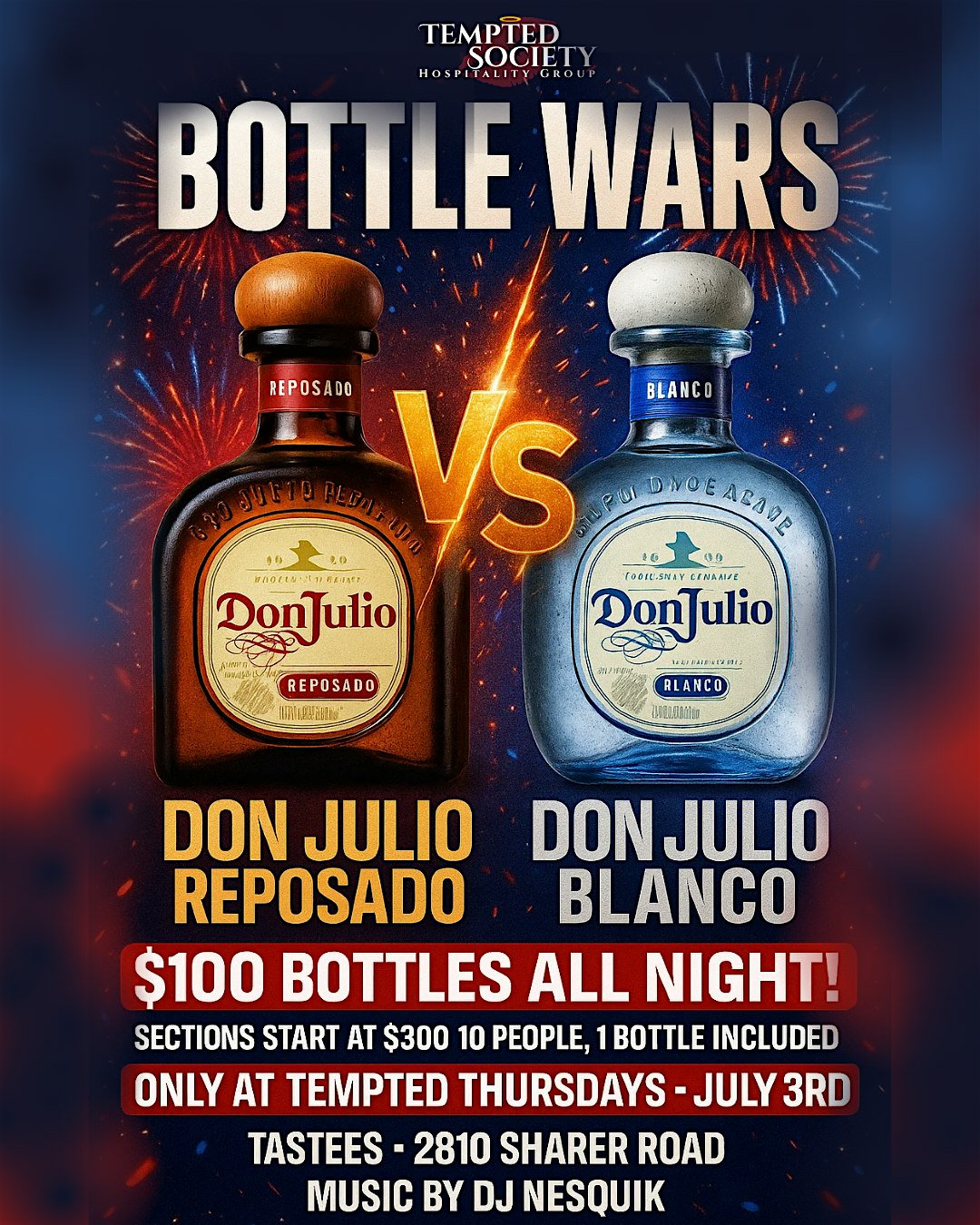 Tempted Thursdays: Bottle Wars : Red, White & Bottles at TASTEES – Tallahassee, FL