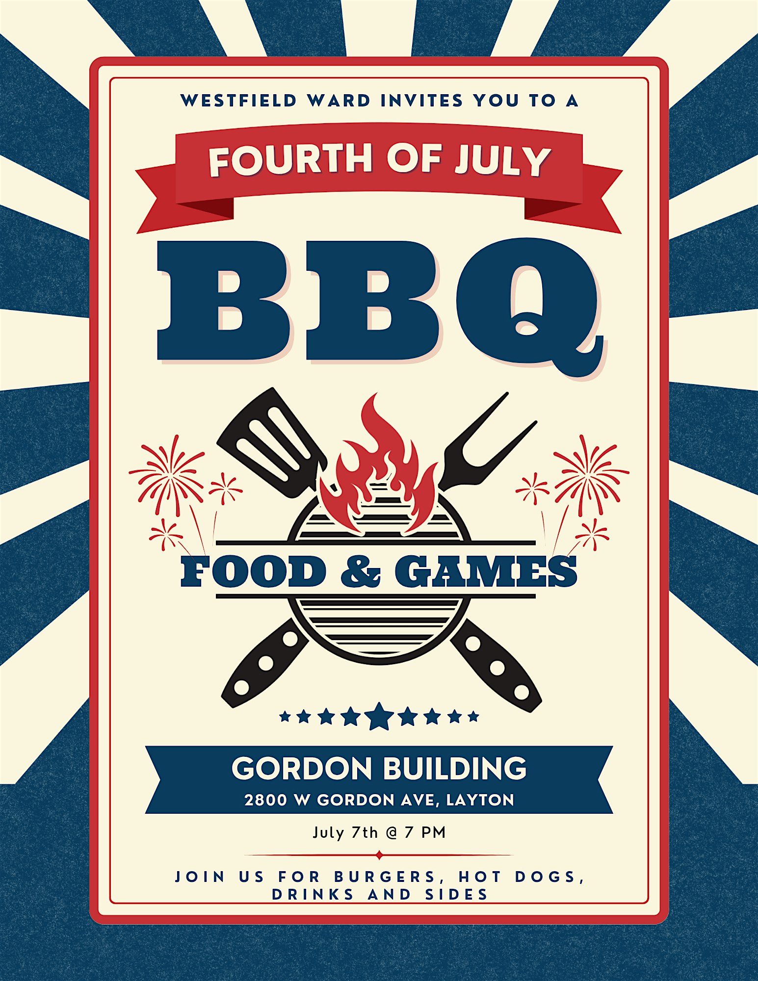 4th of July BBQ – Combined Home Evening at Gordon Building – Layton, UT