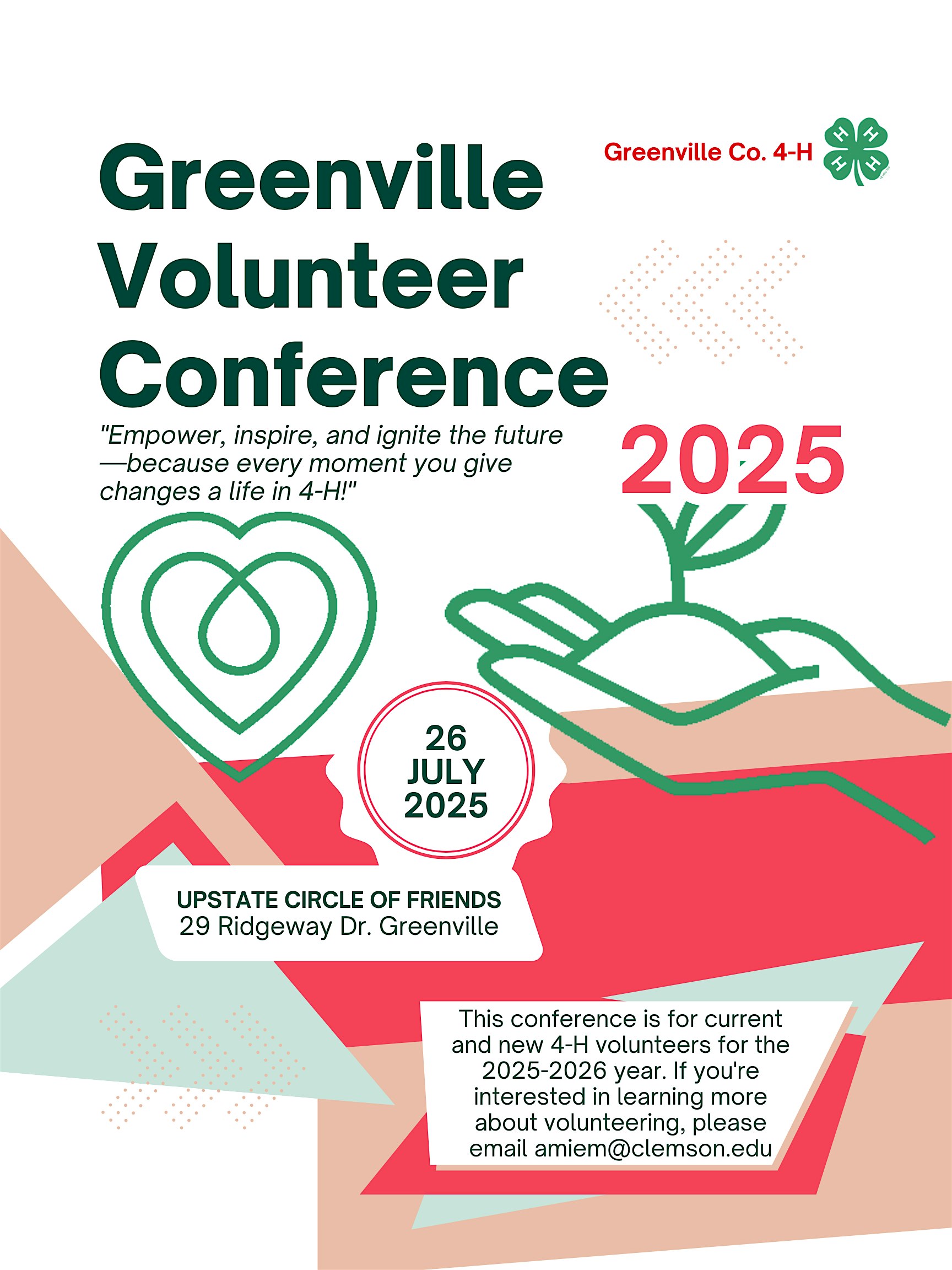 2025 Greenville 4-H Volunteer Conference at Upstate Circle of Friends – Greenville, SC