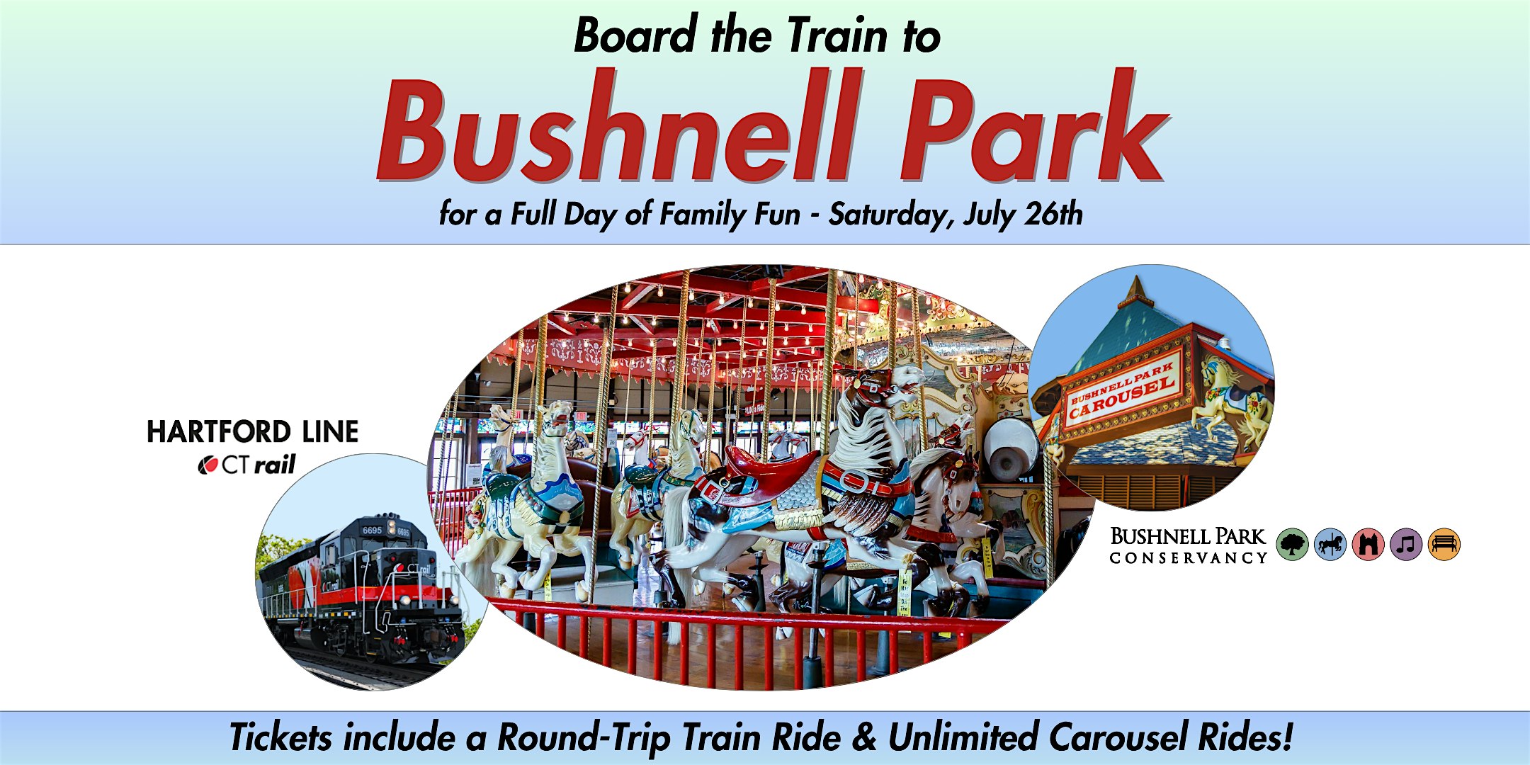 Board the Train to Carousel Fun at Bushnell Park at Bushnell Park Carousel – Hartford, CT