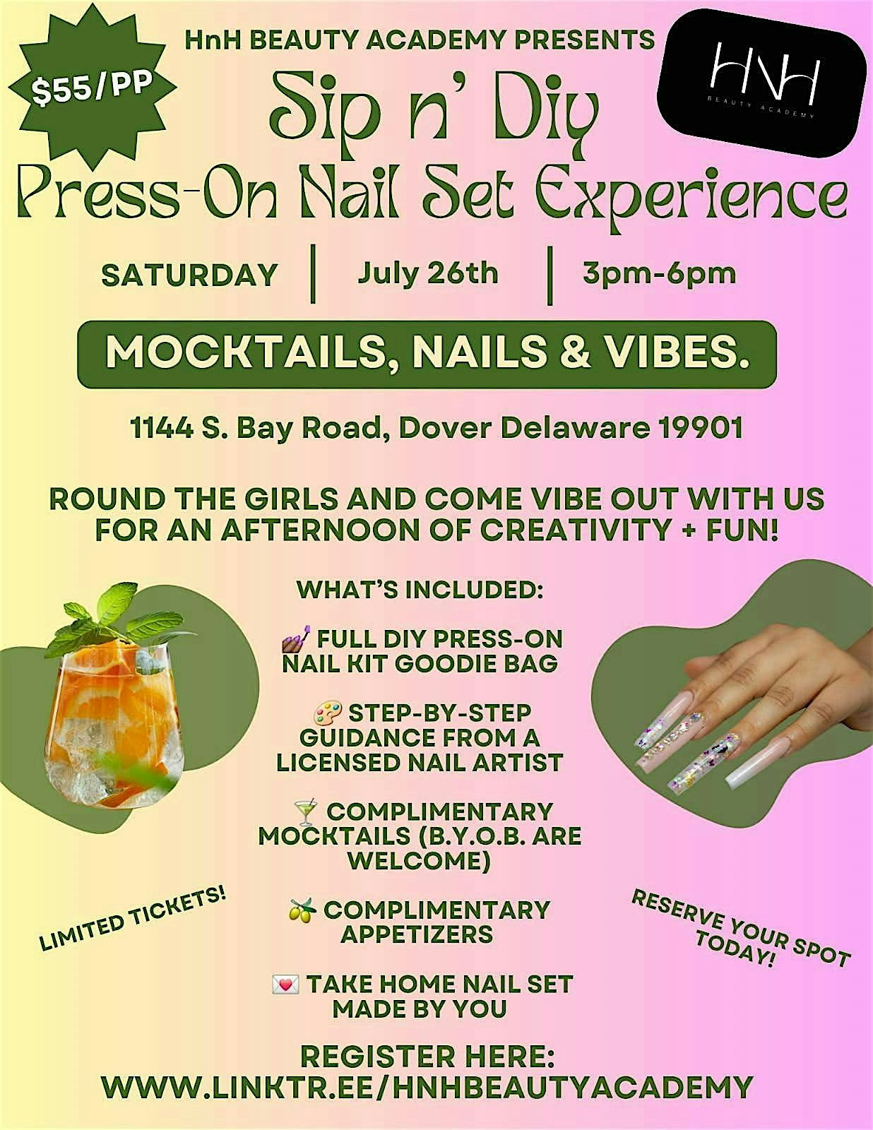 Sip & DIY at HnH Beauty Academy – Dover, DE