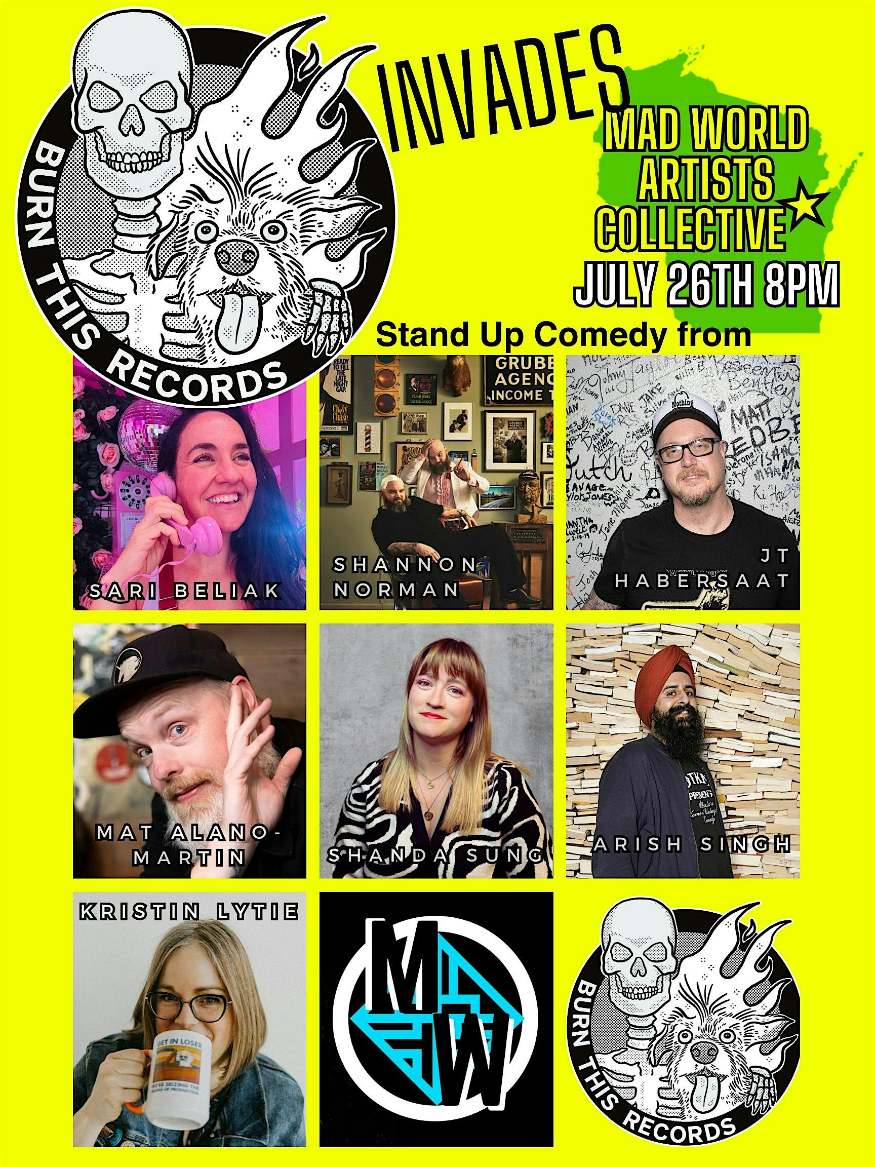 Burn this Records Comedy Invades MadWorld Artists Collective at MadWorld Artists Collective – Green Bay, WI