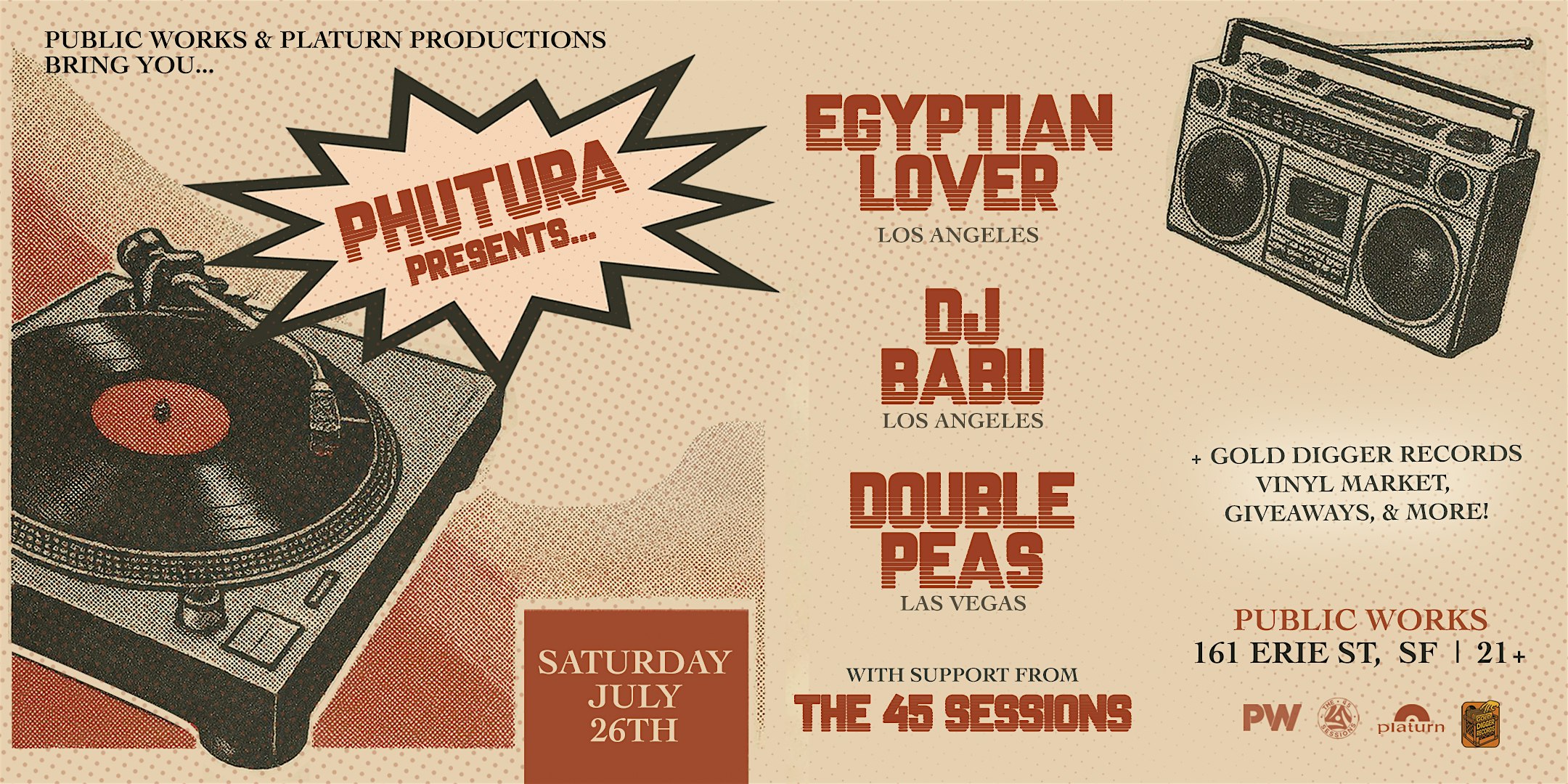 Phutura presented by PW, Platurn Productions & Gold Digger Records at Public Works – San Francisco, CA