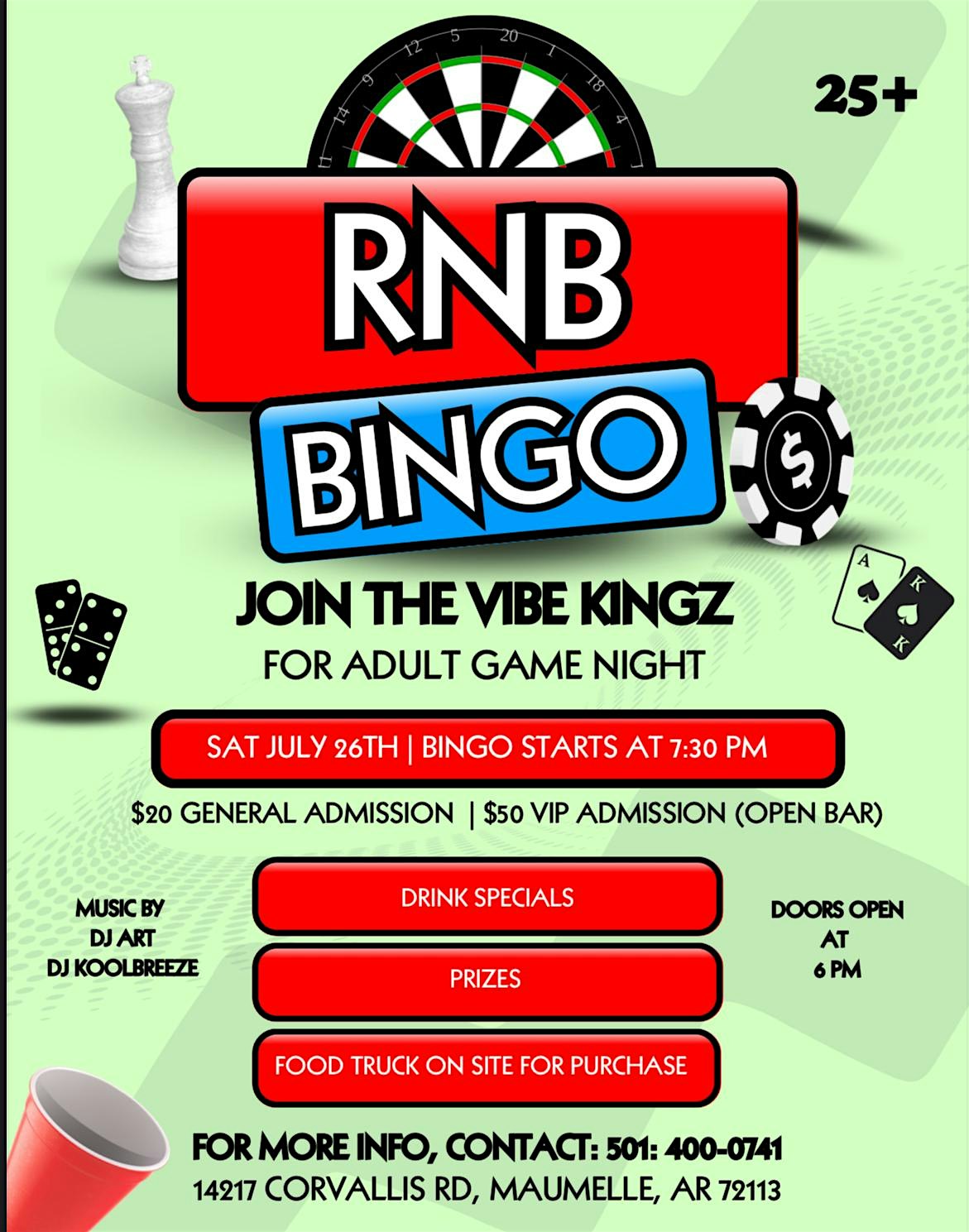 RNB BINGO & ADULT GAME NIGHT at The Hidden Timber – Maumelle, AR
