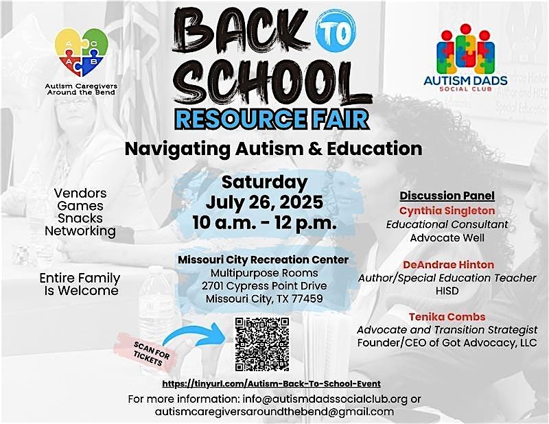 Back to School Resource Fair: Navigating Autism and Education at Missouri City Recreation and Tennis Center – Missouri City, TX
