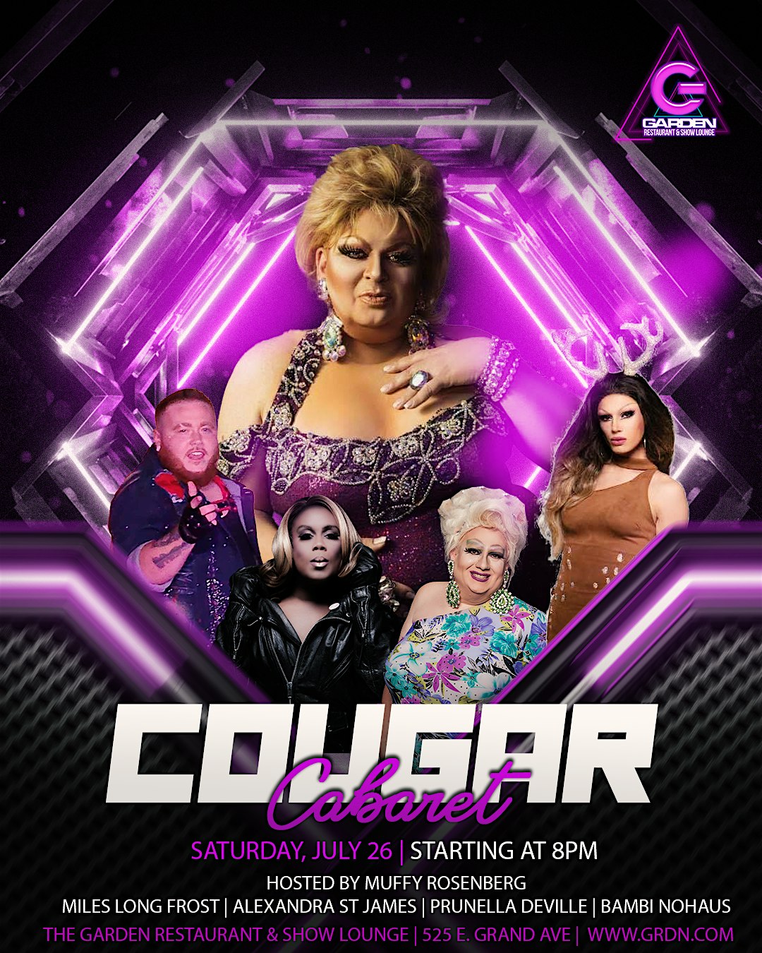 Sat July 26 Drag Show – 8pm only – Table Reservation at THE GARDEN – Des Moines, IA