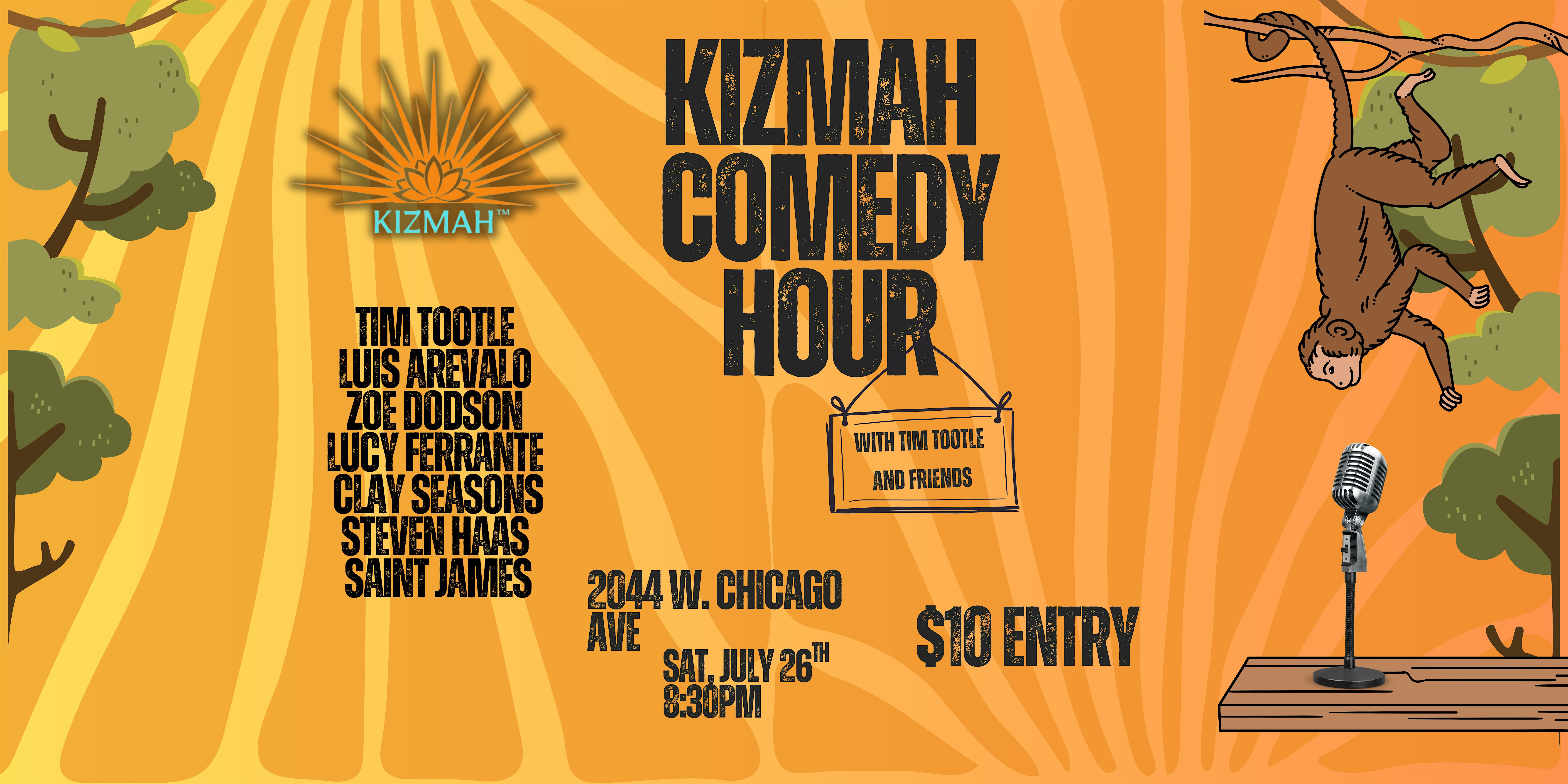 Kizmah Comedy Hour with Tim Tootle and Friends at Kizmah CBD – Chicago, IL