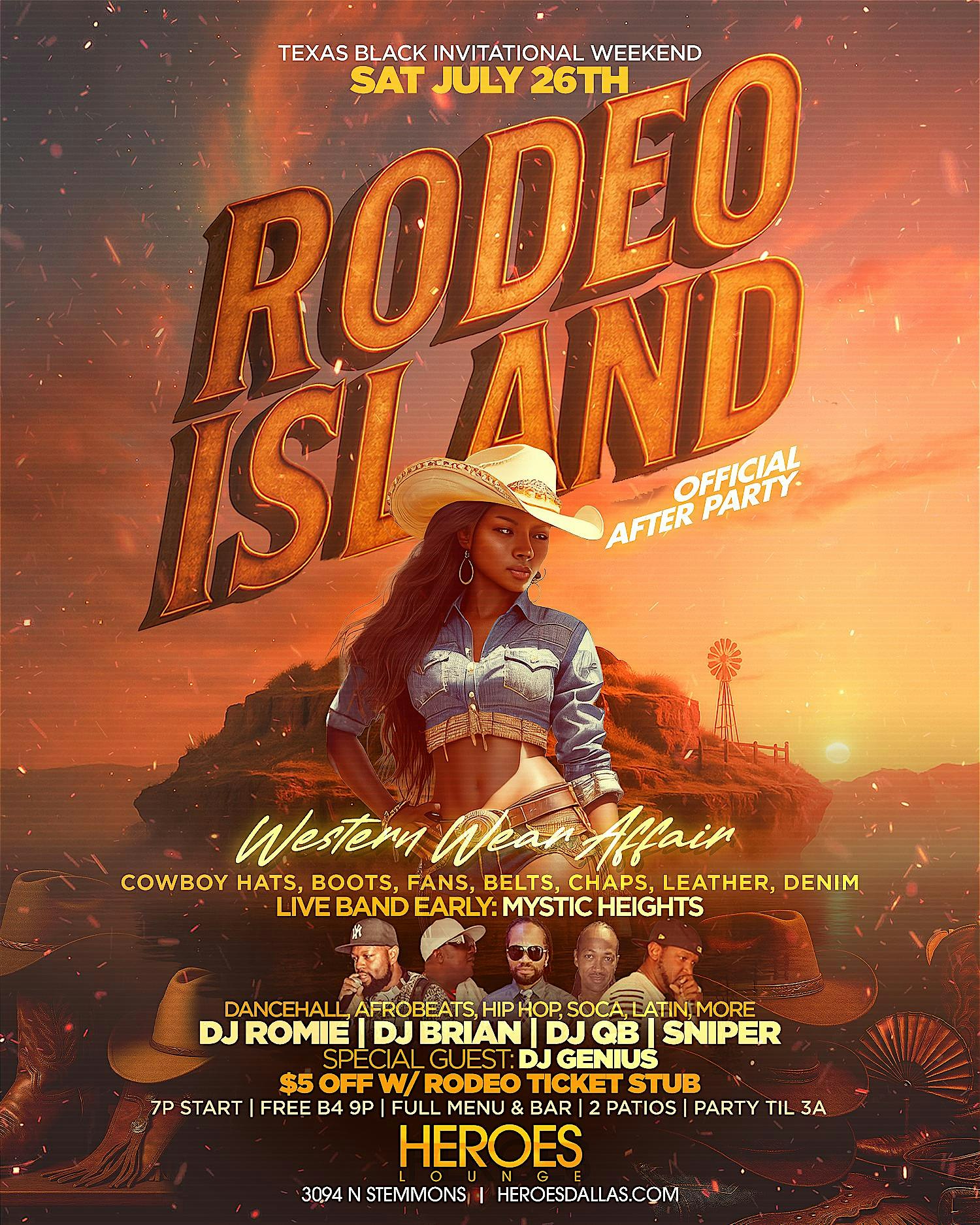 RODEO ISLAND â¢ Rodeo After Party â¢ Western Wear Affair at HEROES LOUNGE – DALLAS, TX