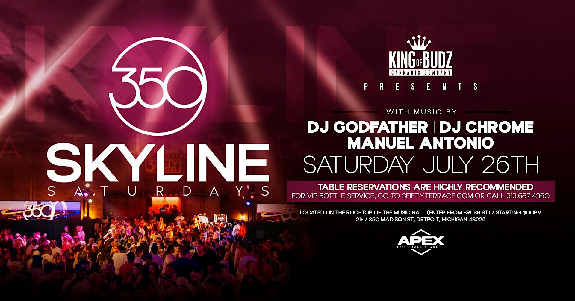 Skyline Saturday on July 26 at 3Fifty Terrace! at 3Fifty Terrace – Detroit, MI