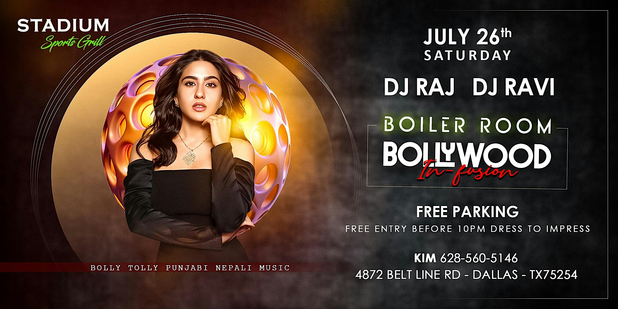 BOILER ROOM BOLLYWOOD INFUSION-BOLLY TOLLY MUSIC-SATURDAY NIGHT-STADIUM at Stadium Sports Grill – Dallas, TX