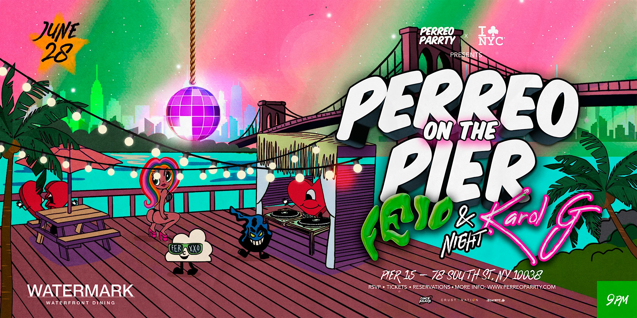 Perreo on the Pier – Feid & Karol G Tribute Reggaeton Party [ Open – Air ] at Watermark – New York, NY