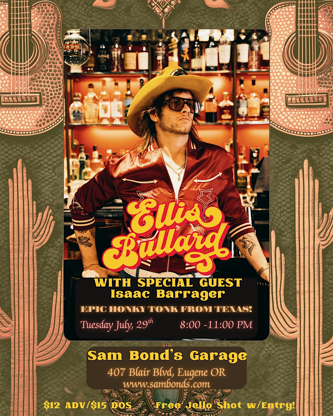 Ellis Bullard with Isaac Barrager at Sam Bond’s Garage – Eugene, OR