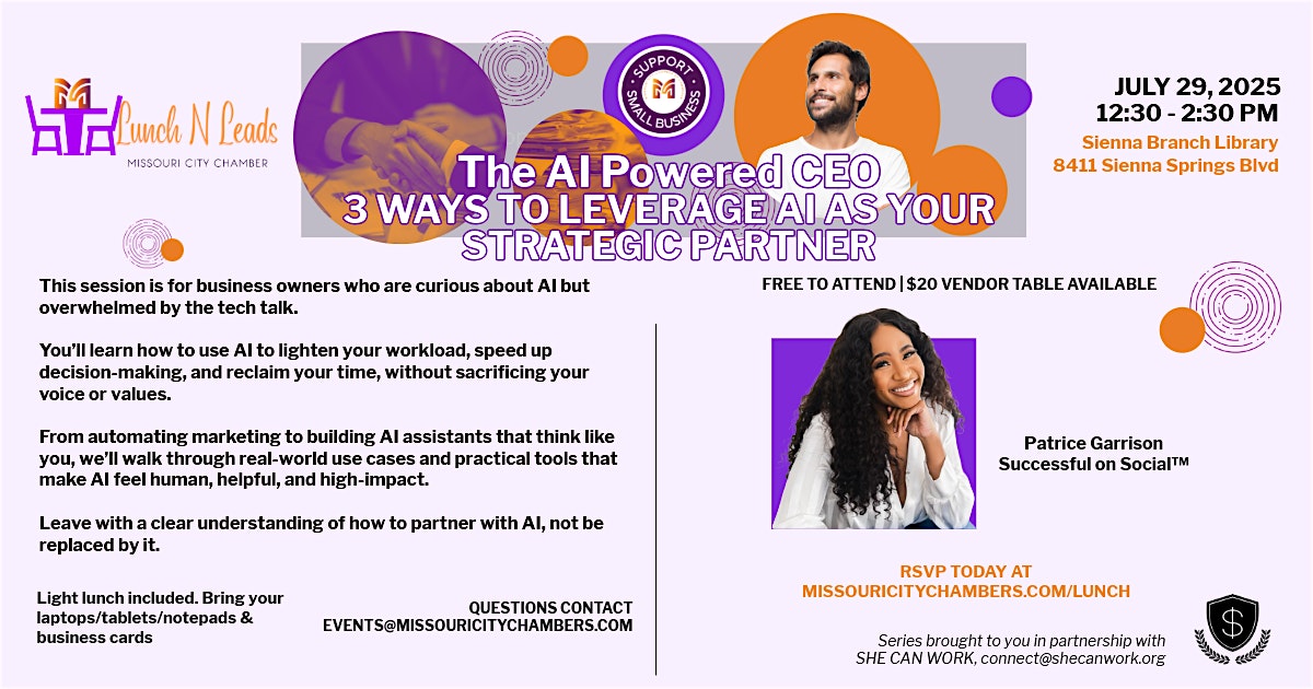 Lunch & Leads: AI Advantage Series – The AI-Powered CEO at Fort Bend County Libraries – Sienna Branch – Missouri City, TX