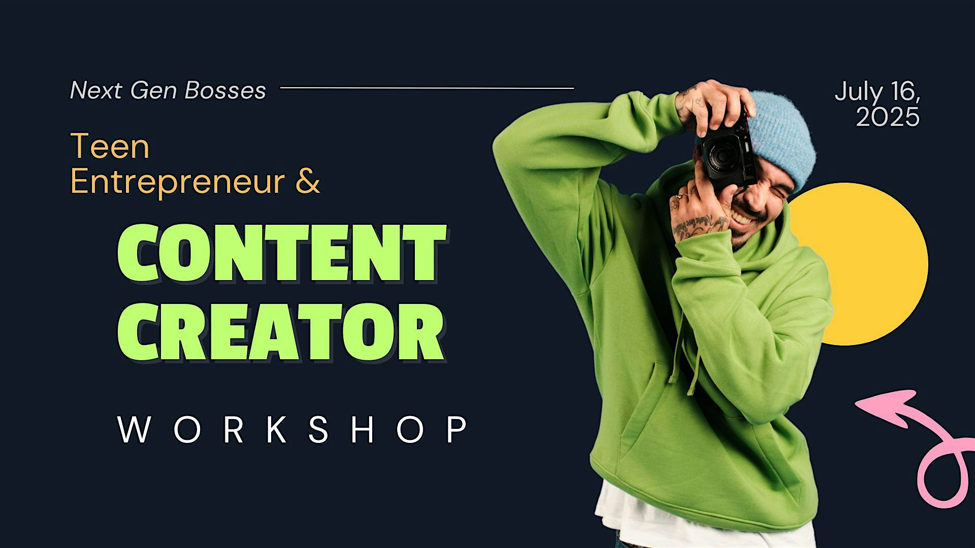 Next Gen Bosses: Teen Entrepreneur & Content Creator Workshop at On the Marquee Events & Studio – Frisco, TX