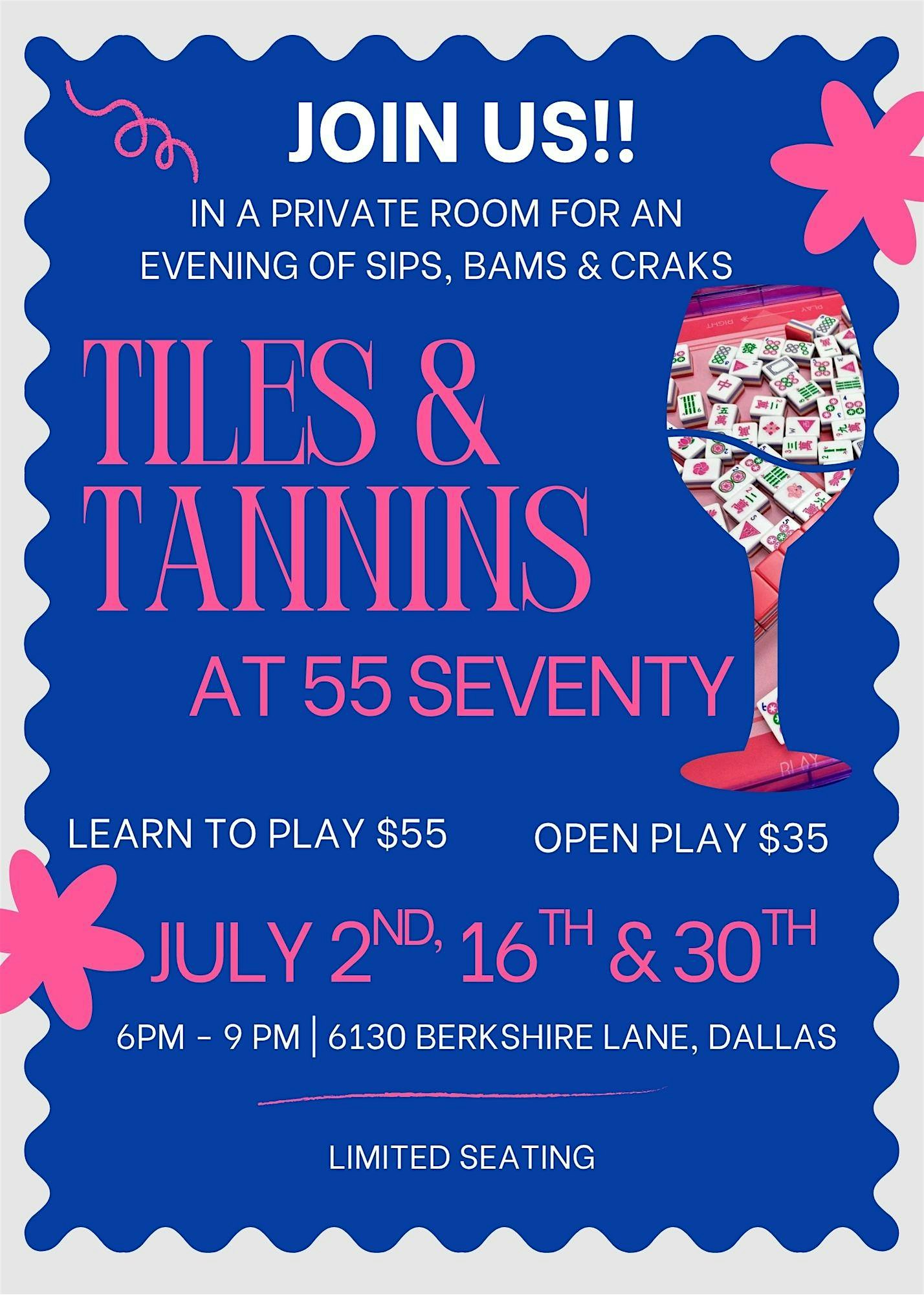 Join Us For Mahjong: TILES & TANNINS at 55 Seventy at 55 Seventy Private Members Club – Dallas, TX