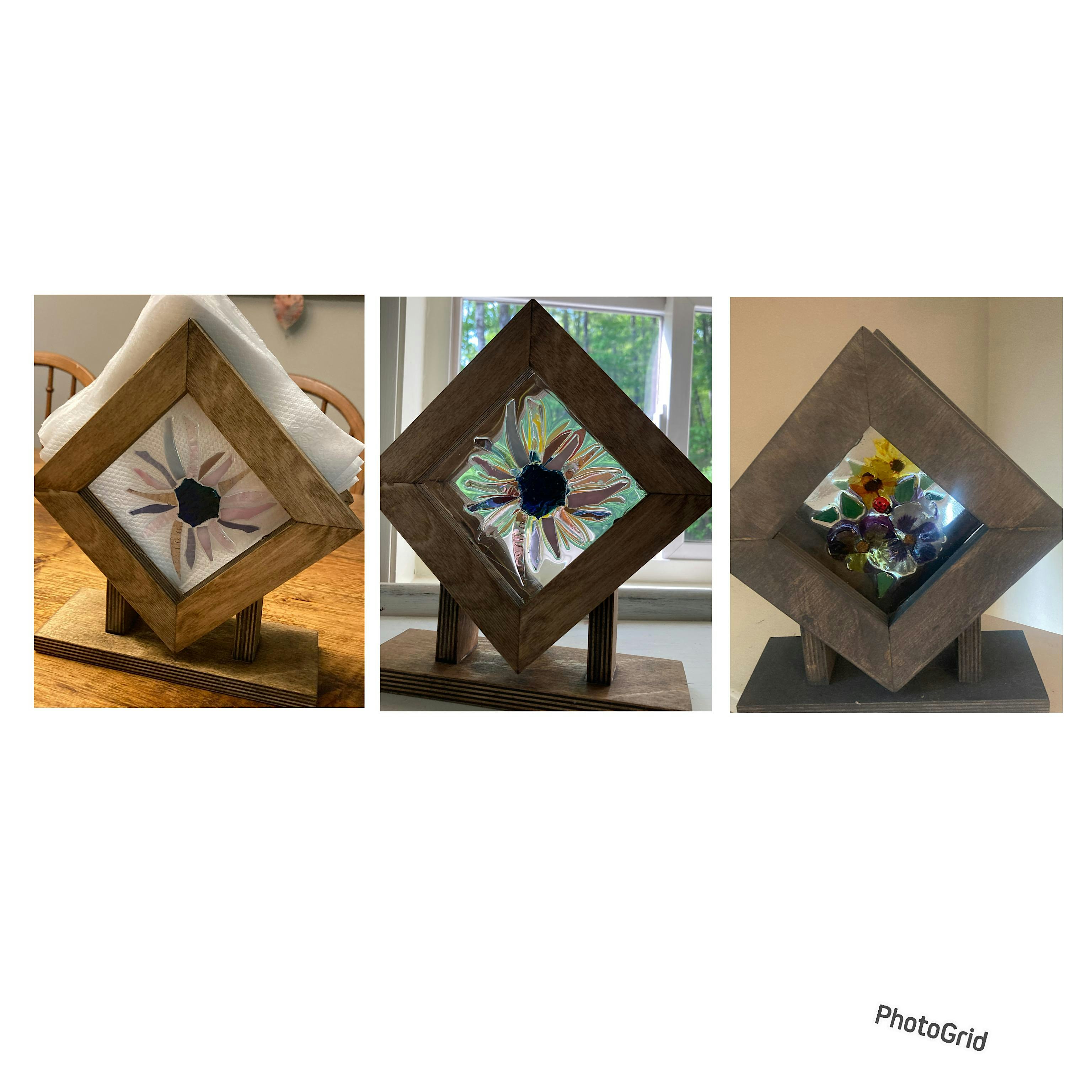 Wooden Napkin Holder with Glass Art at Wicked Glass Art Studio – Keene, NH