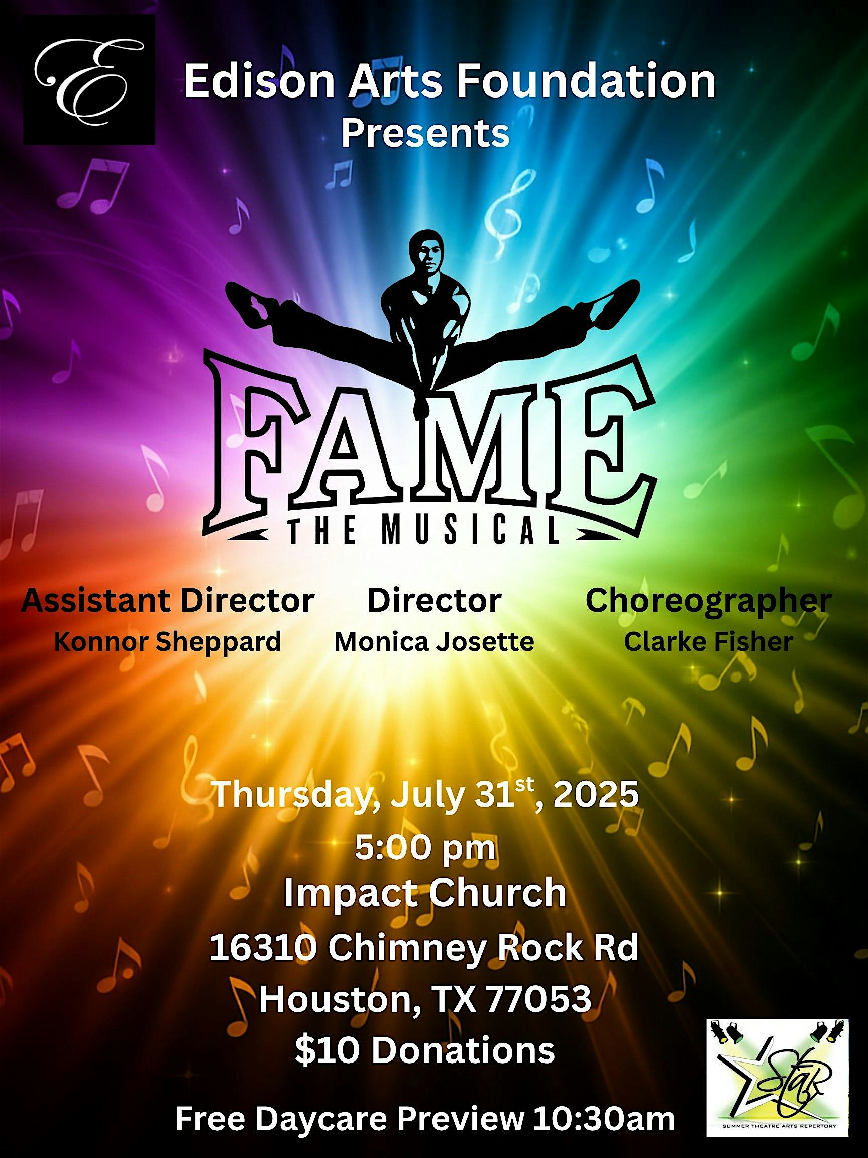 S.T.A.R. Summer Theatre Arts Repertory present Fame Jr. at Impact Church – Houston, TX
