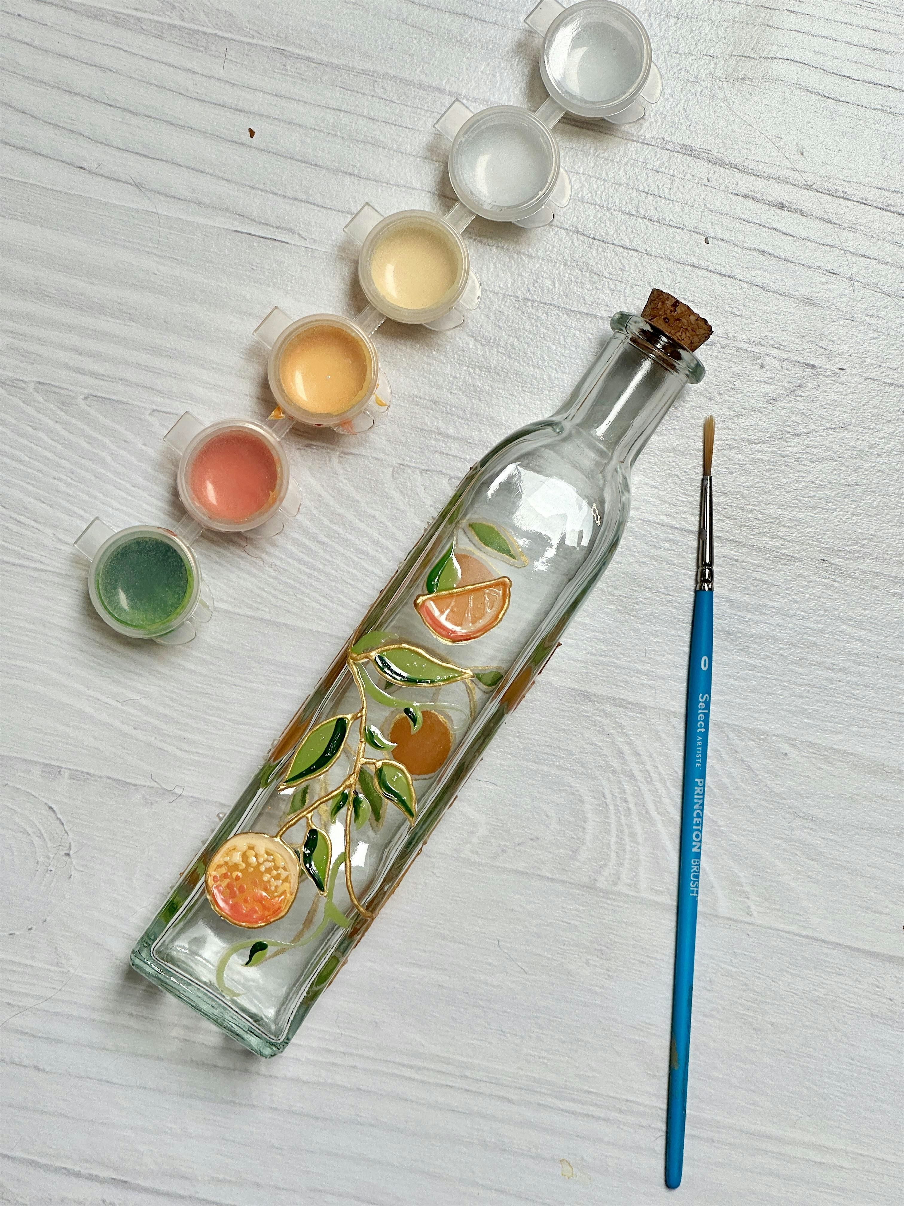 Paint & Pour: Glass Painting Citrus Grove Olive Oil Bottles at 468 Thames St – Newport, RI