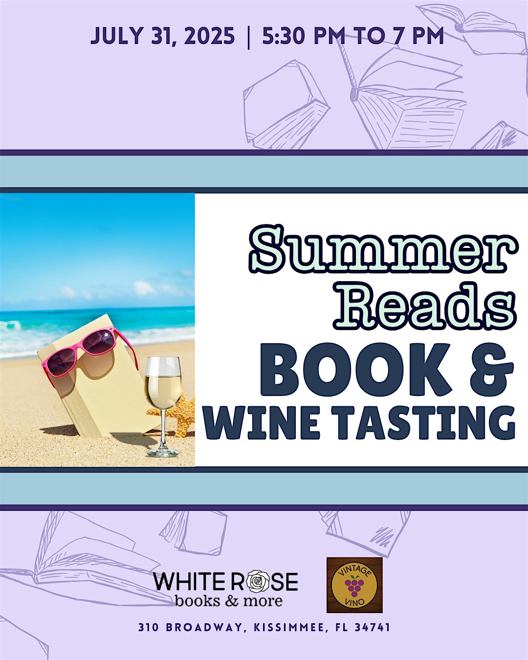 Summer Reads: Book & Wine Tasting at White Rose Books & More – Kissimmee, FL