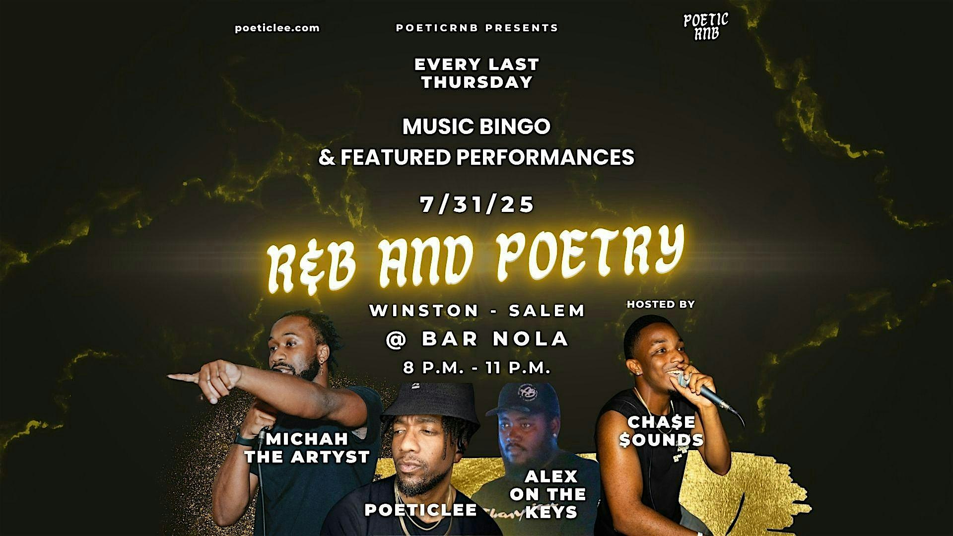 R&B and Poetry (Featured Singers, Spoken Word & Open Mic!) at Bar Nola – Winston-Salem, NC