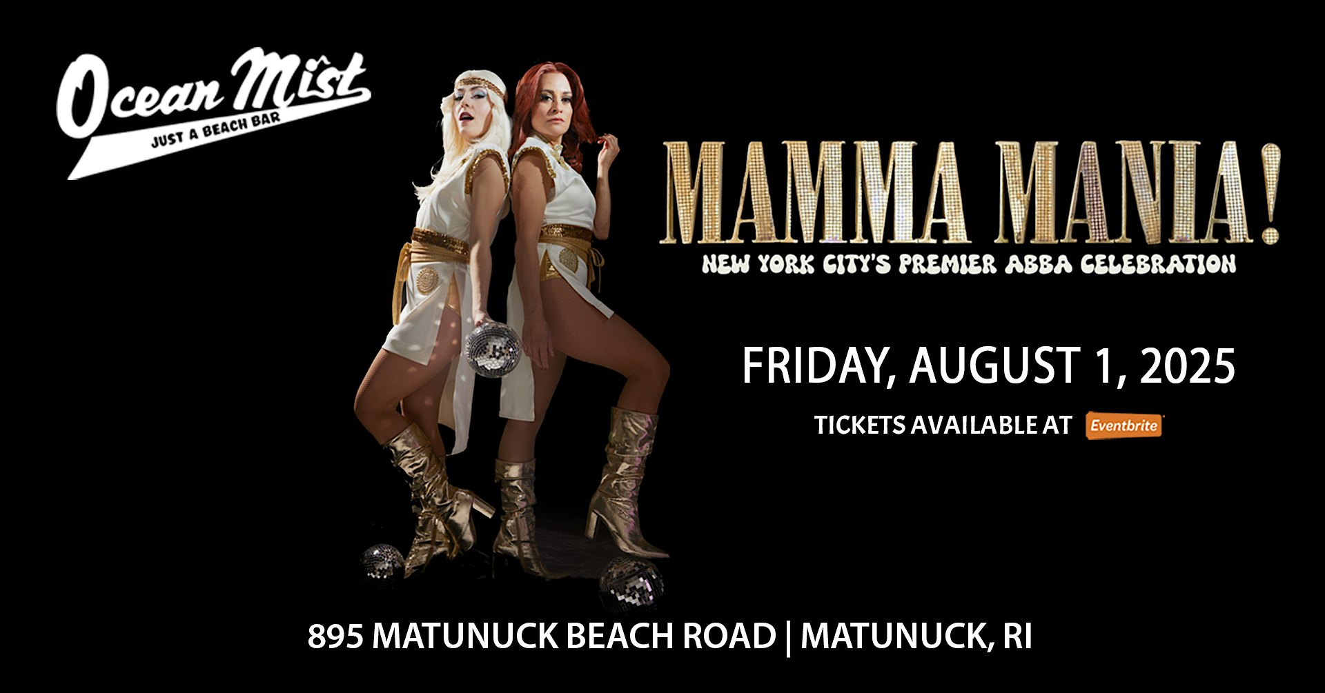 Mamma Mania! – NYC’s Premier ABBA Tribute @ The Ocean Mist at Ocean Mist – South Kingstown, RI
