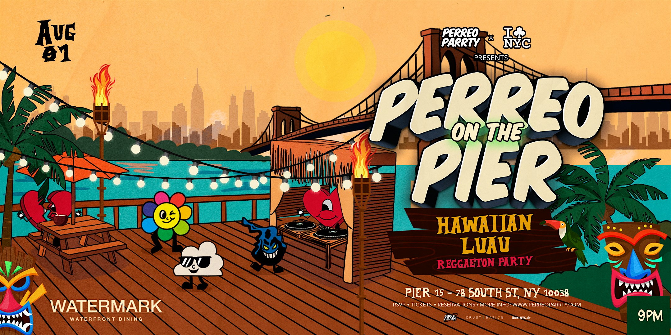 Perreo on the Pier Hawaiian Luau under the Sky Reggaeton Party [Open – Air] at Watermark – New York, NY