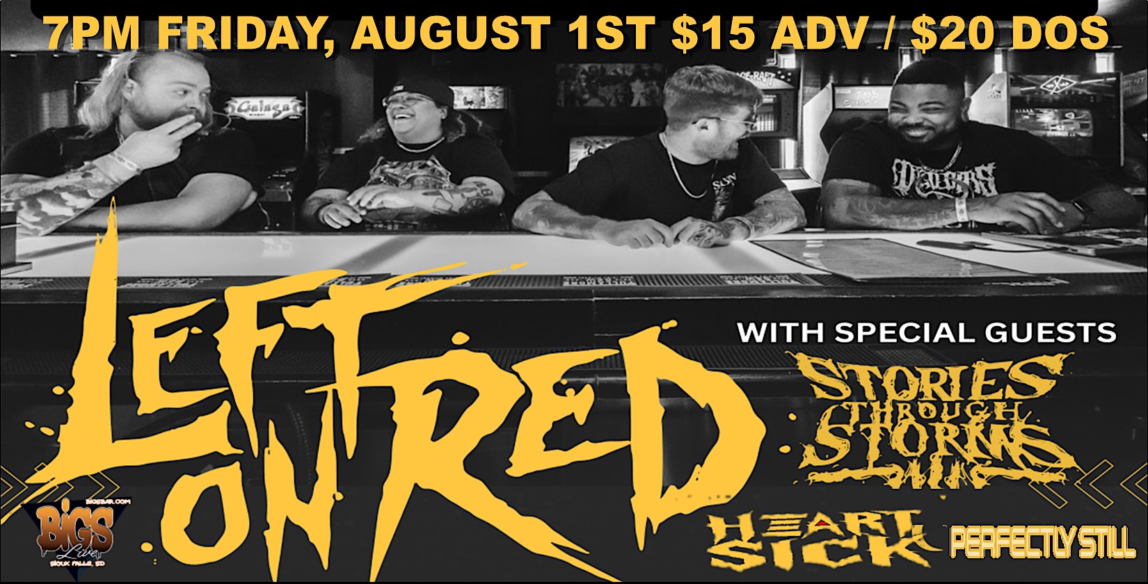 LEFT ON RED | STORIES THROUGH STORMS | HEARTSICK | PERFECTY STILL at BIGS at Bigs Bar – Sioux Falls, SD