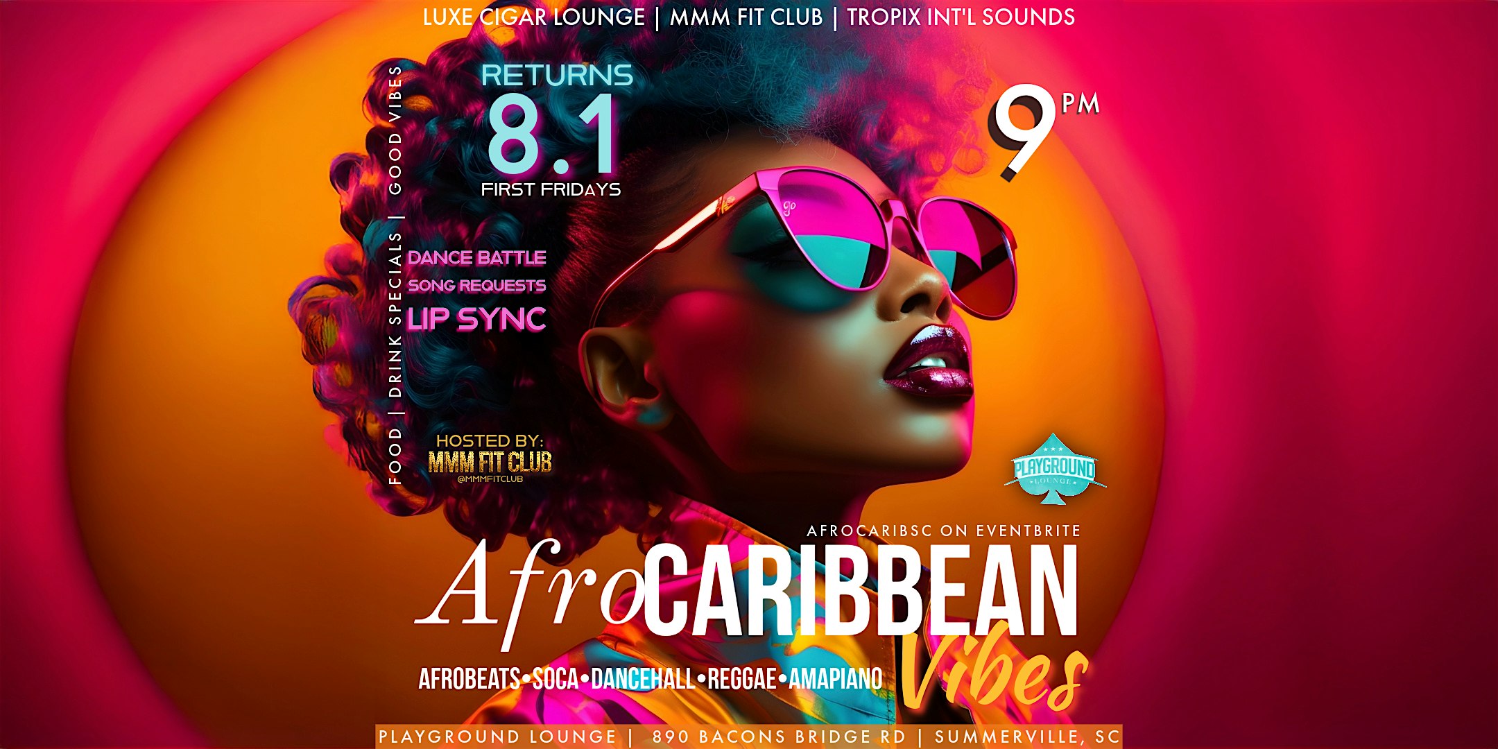 Afro-Caribbean Vibes! at Playground Lounge CHS – Summerville, SC