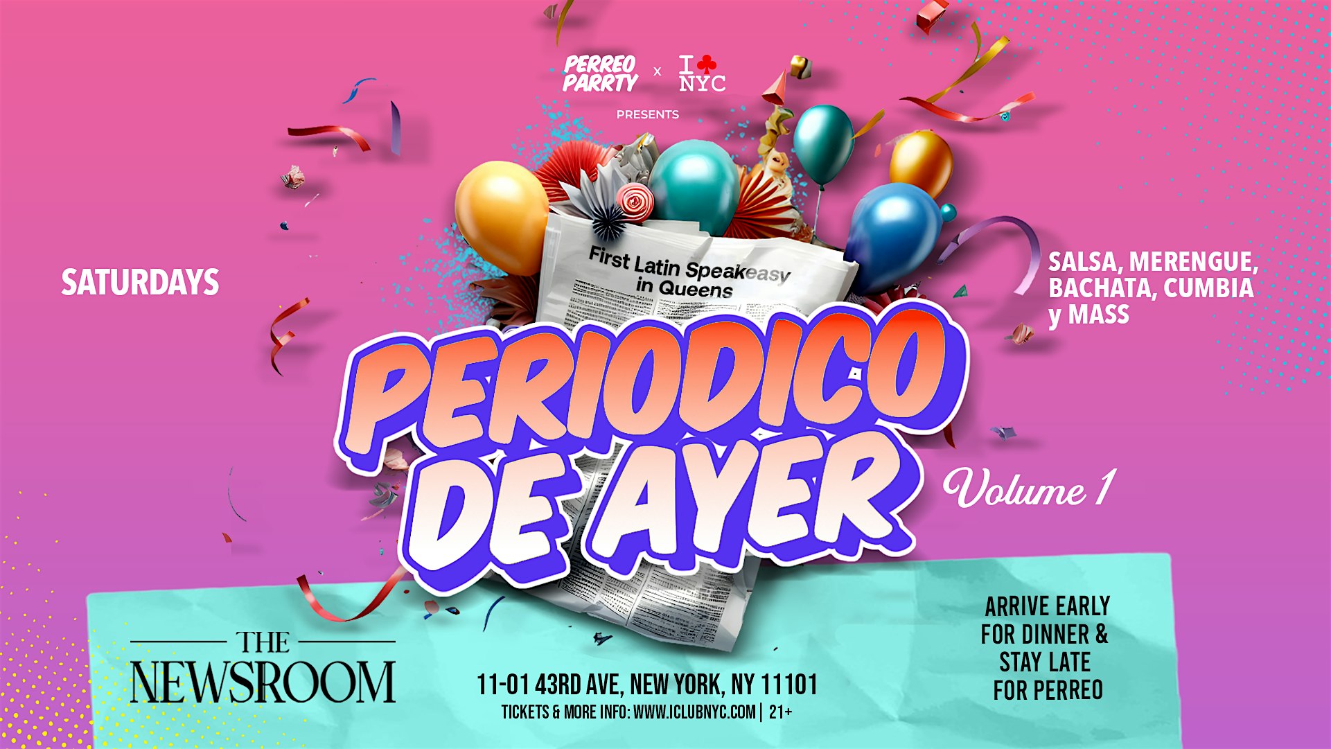Latin & Reggaeton Party @ Newsroom Periodico de Ayer at The Newsroom – Queens, NY