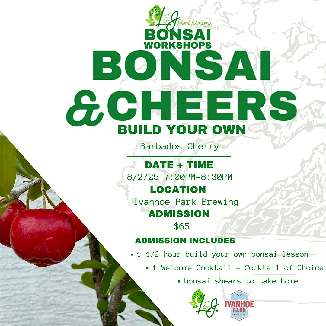 Bonsai & Cheers – Ivanhoe Park Brewing – L&J Nursery – Cherry Bonsai at Ivanhoe Park Brewing Company – Orlando, FL